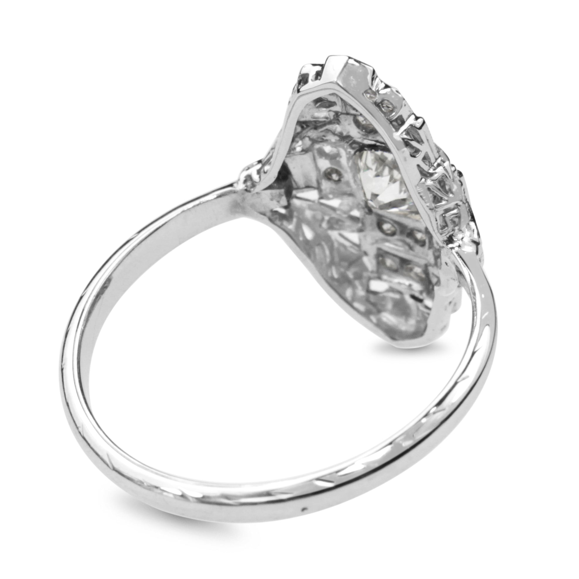 18ct White Gold Art Deco Old and Single Cut Diamond Ring