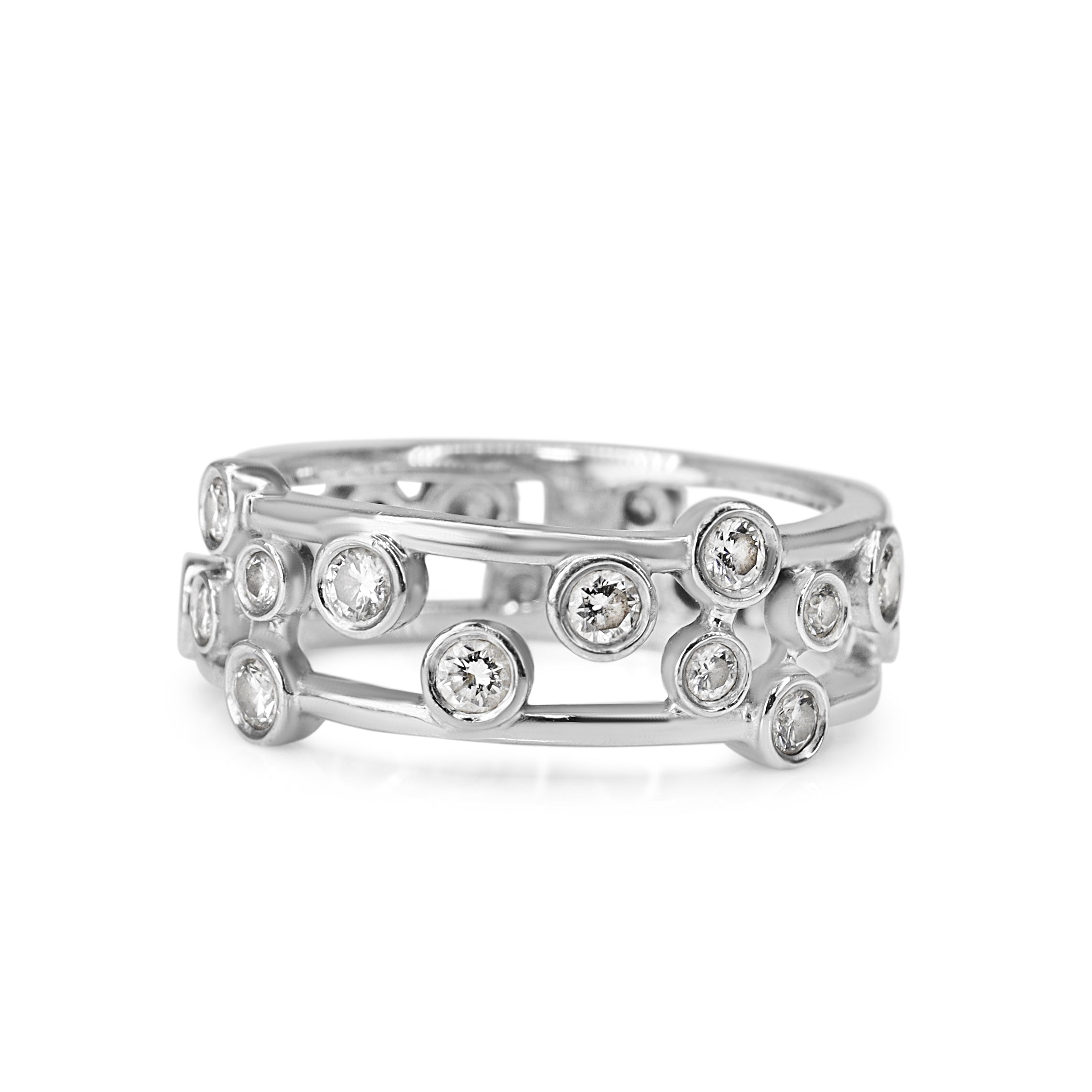 18ct White Gold Bezel Diamond Band Ring