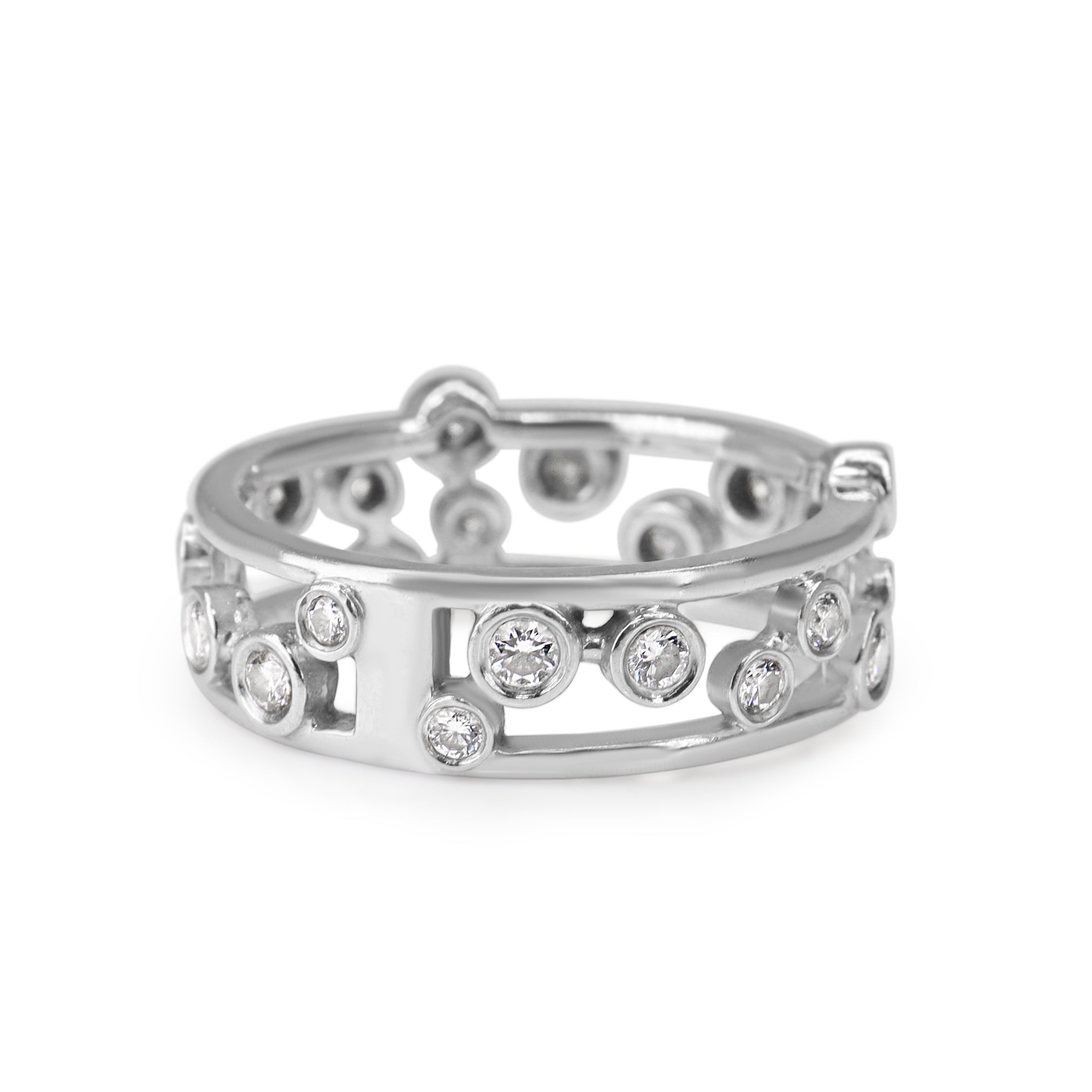 18ct White Gold Bezel Diamond Band Ring
