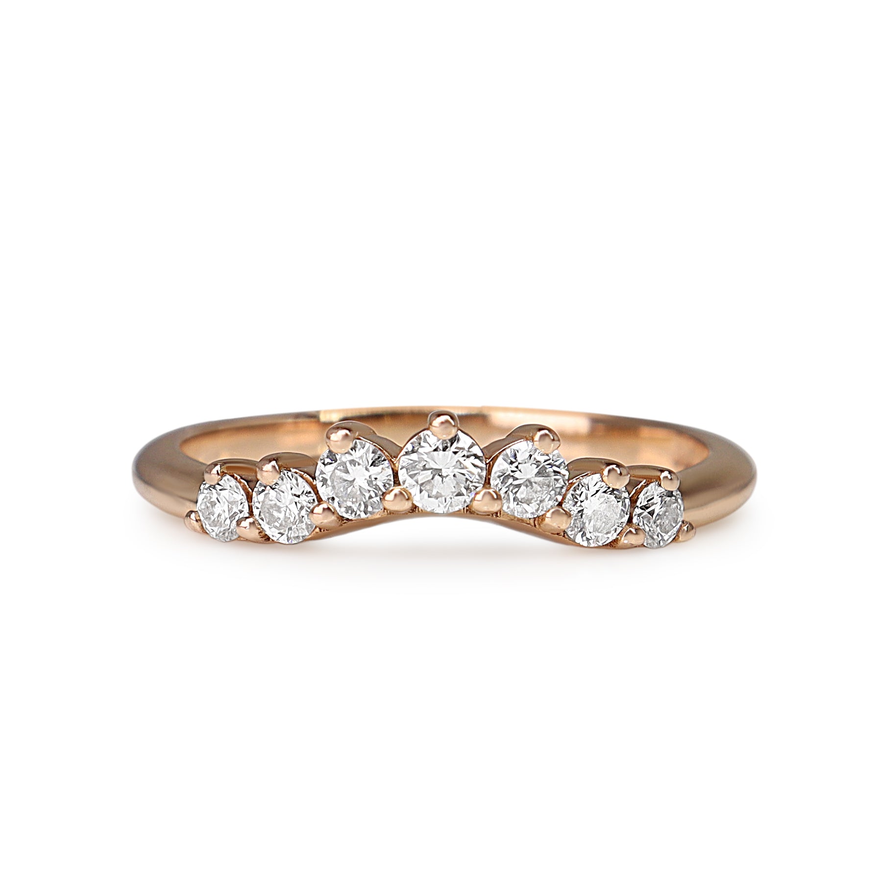 18ct Rose Gold Curved Diamond Band Ring