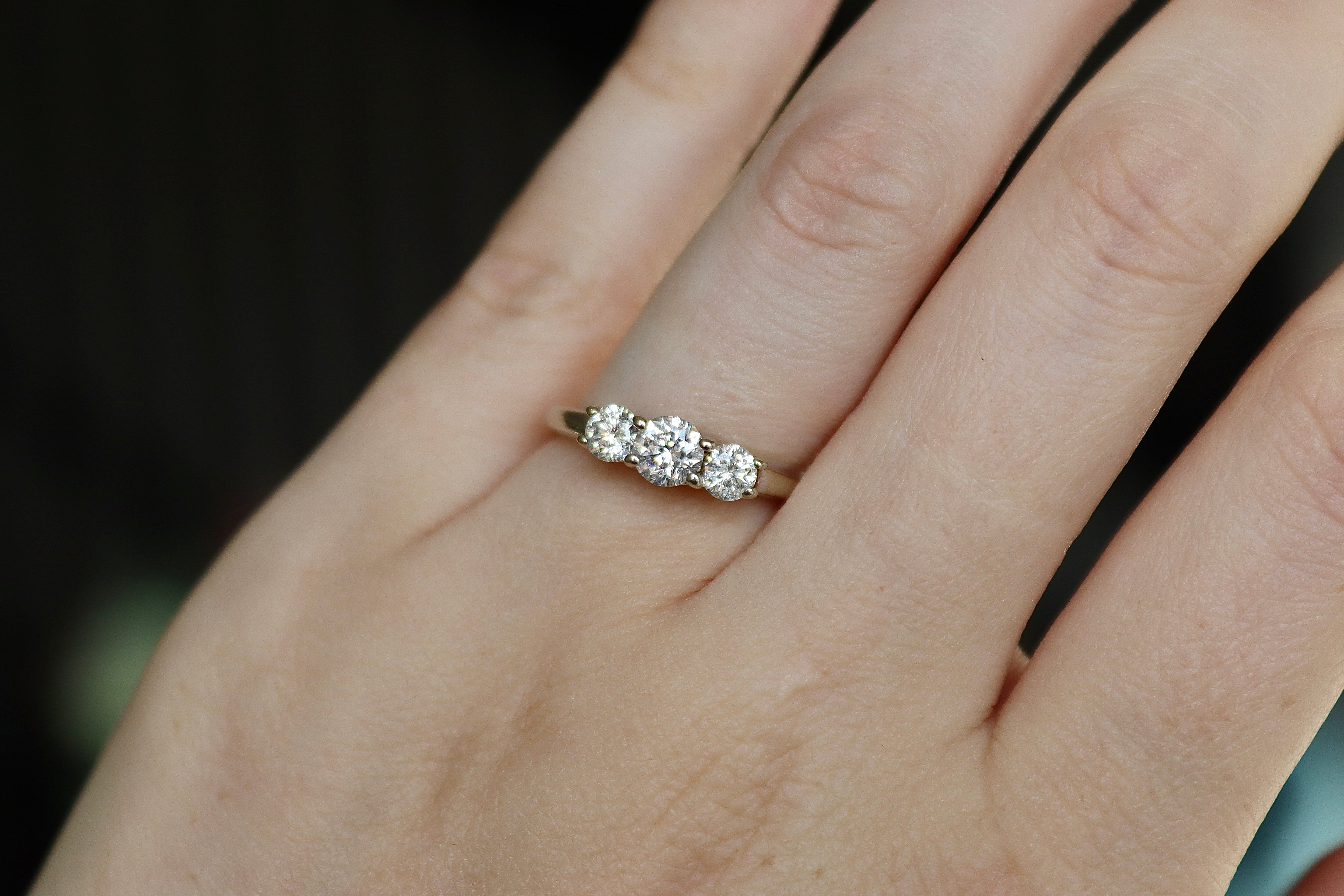 14ct White Gold 3 Stone Diamond Ring