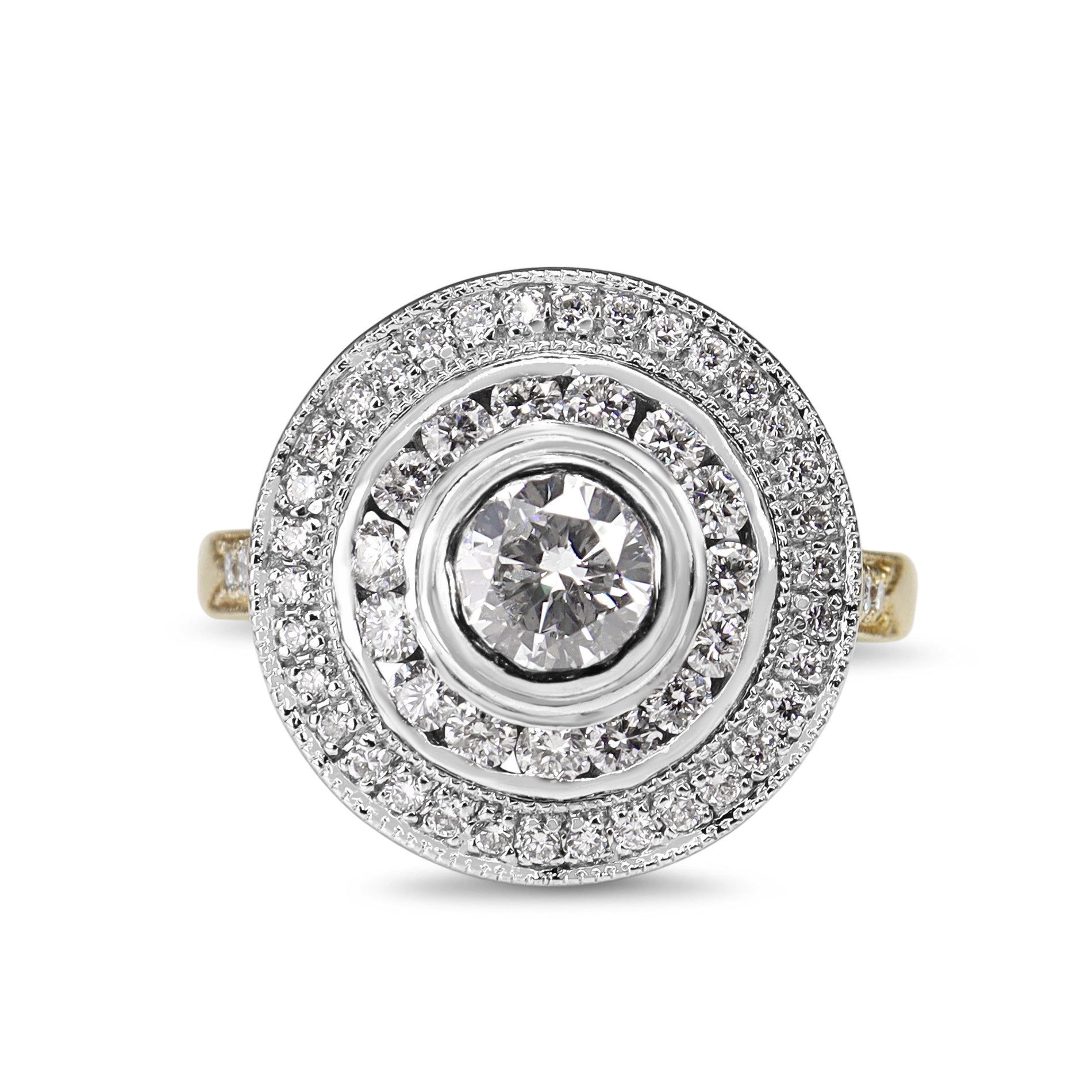 18ct Yellow and White Gold Diamond Double Halo Ring