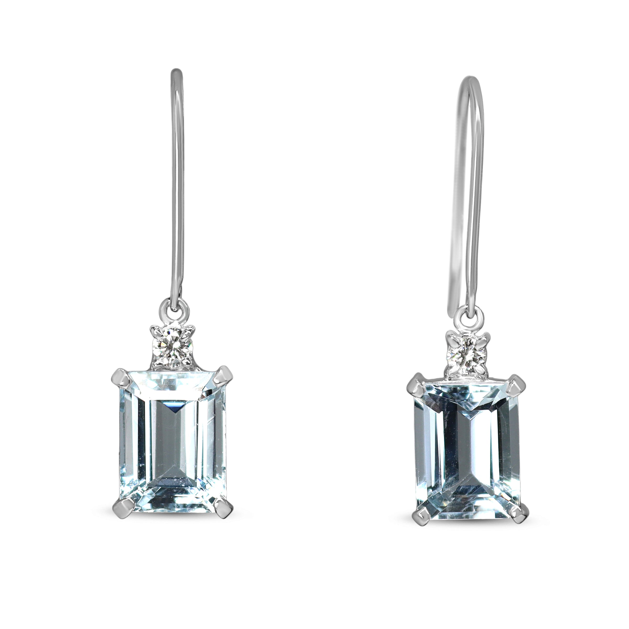 18ct White Gold Aquamarine and Diamond Drop Earrings