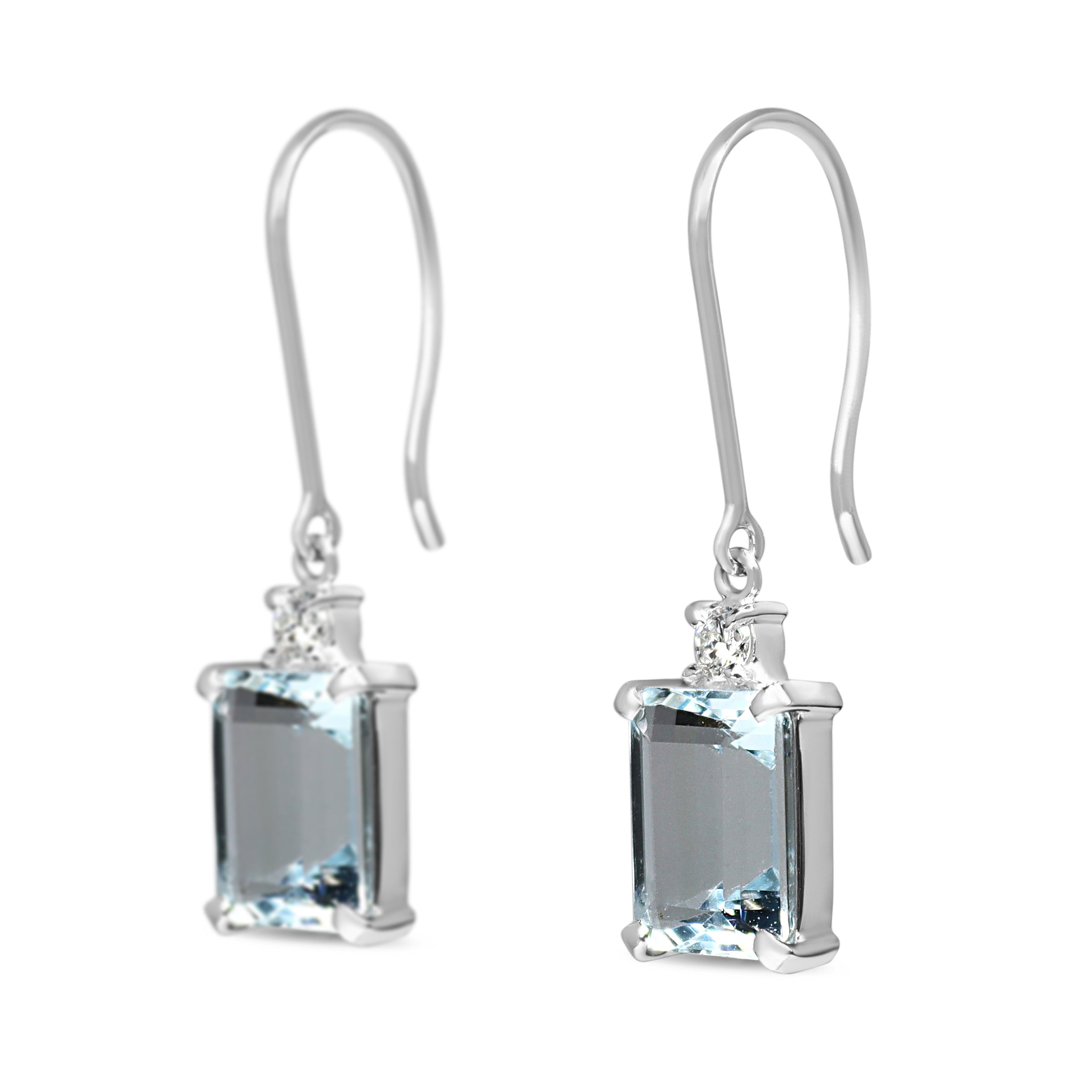 18ct White Gold Aquamarine and Diamond Drop Earrings