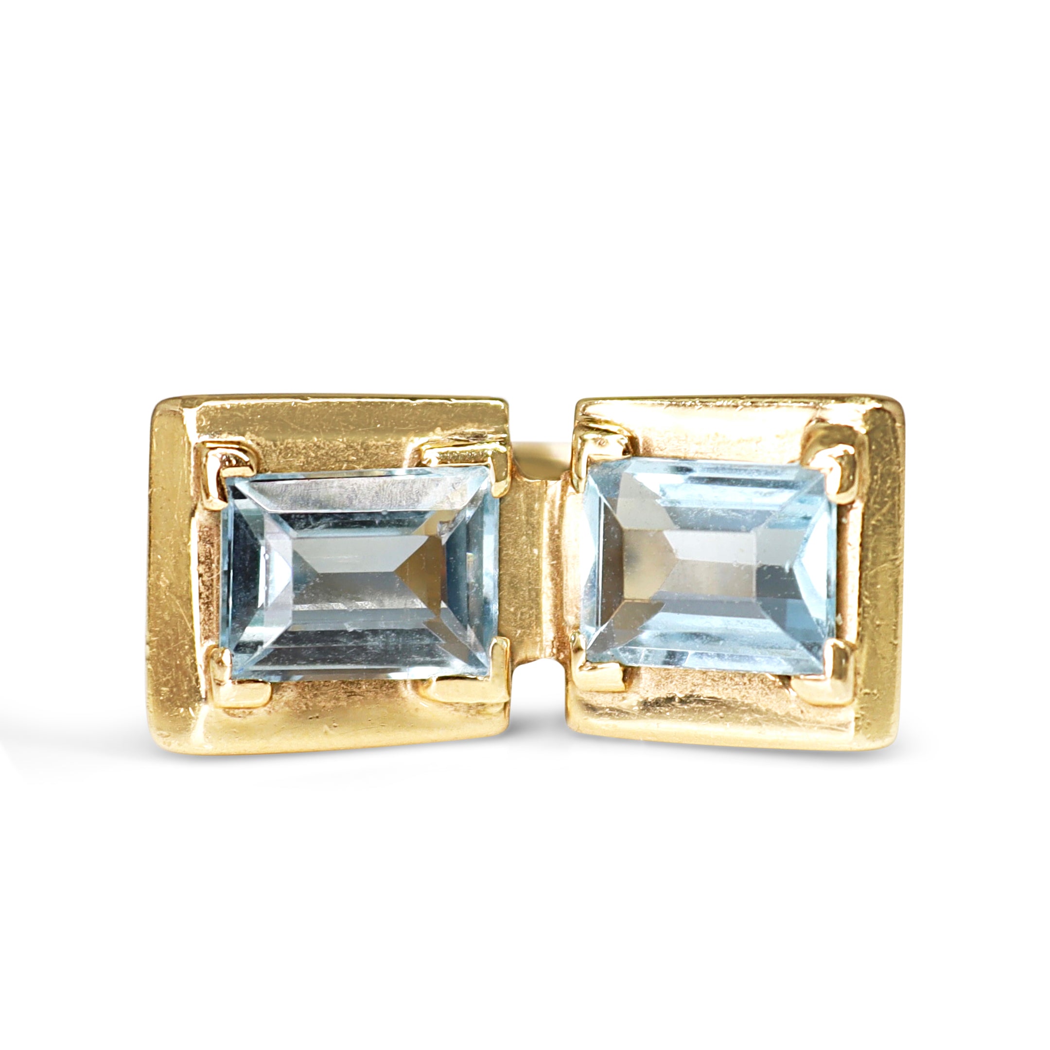 14ct Yellow Gold Art Deco / Retro Aquamarine Cocktail Ring