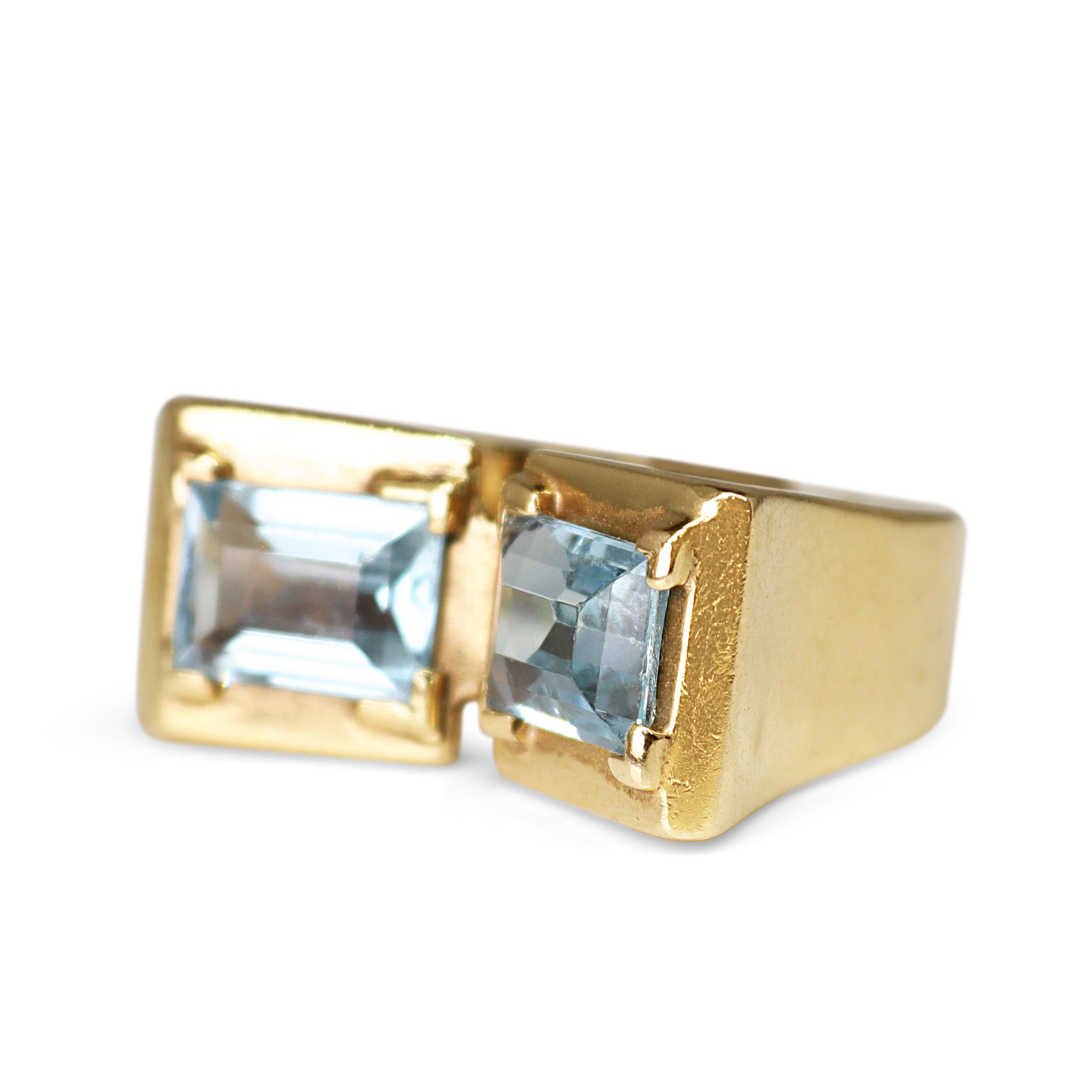 14ct Yellow Gold Art Deco / Retro Aquamarine Cocktail Ring