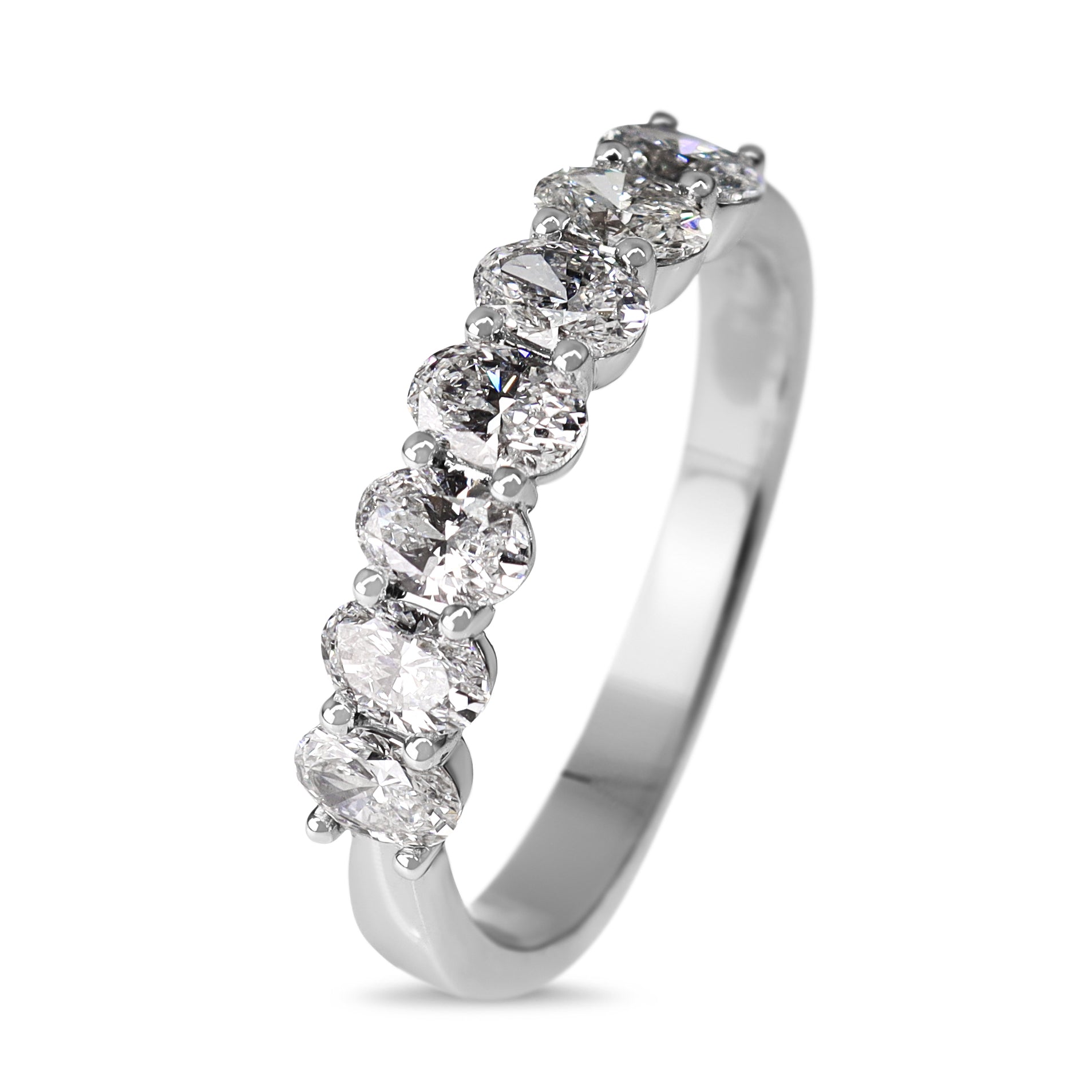 18ct White Gold 7 Stone Oval Lab Grown 2.30ct Diamond Band Ring