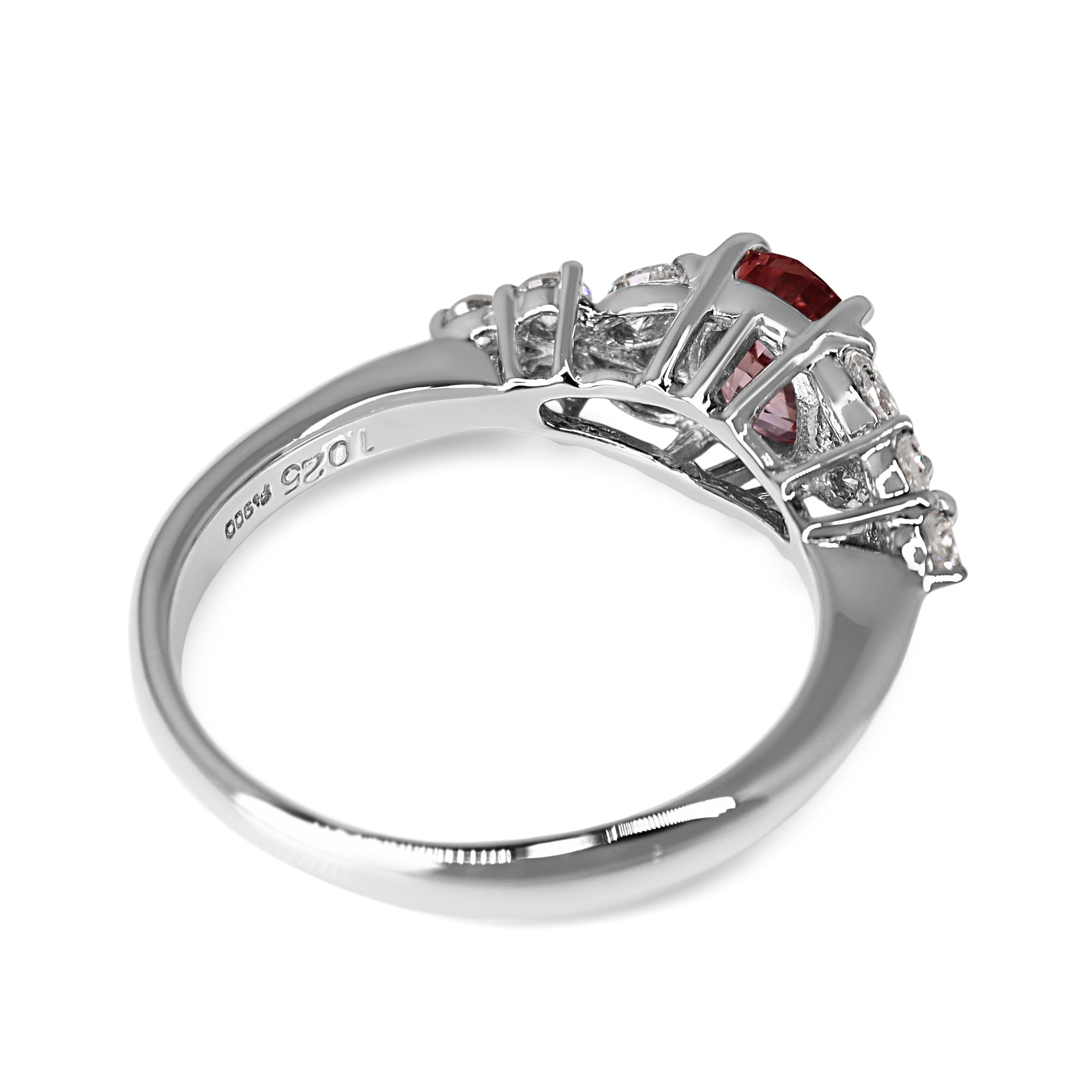 Platinum Pink Sapphire and Diamond Ring