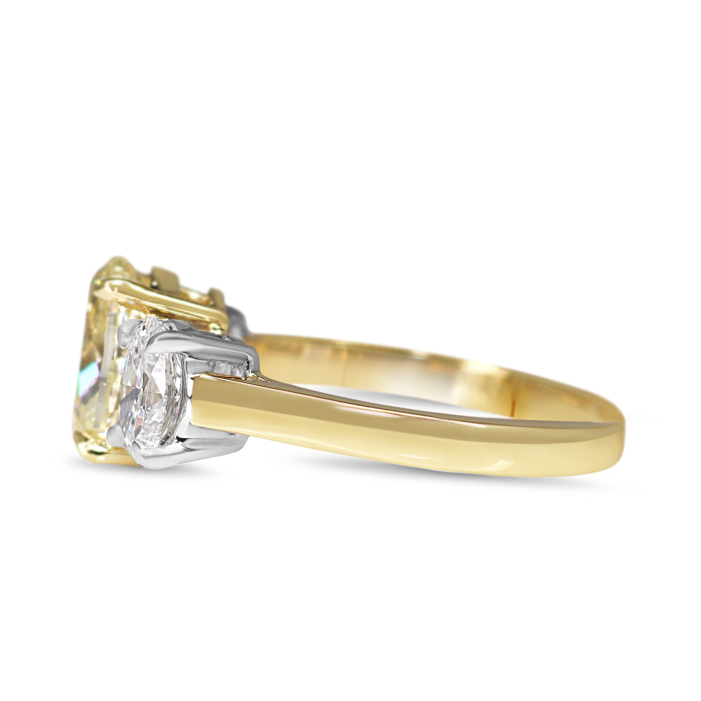 18ct Yellow and White Gold Lab Grown Yellow and White Diamond 3 Stone Ring