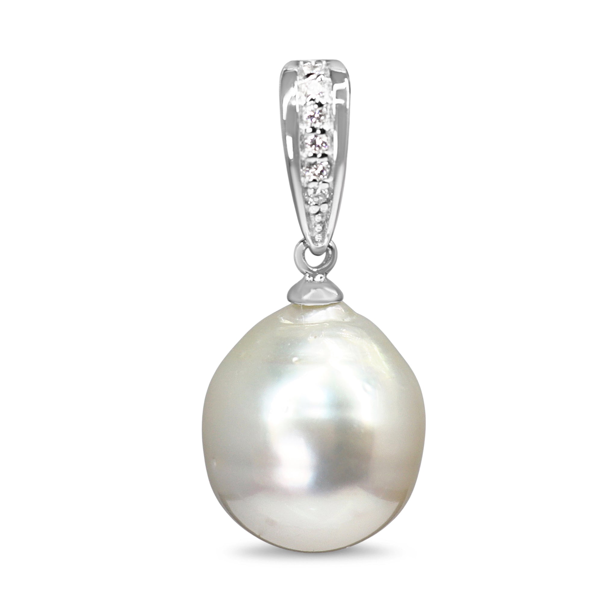 18ct White Gold 11.5mm South Sea Pearl and Diamond Enhancer Pendant