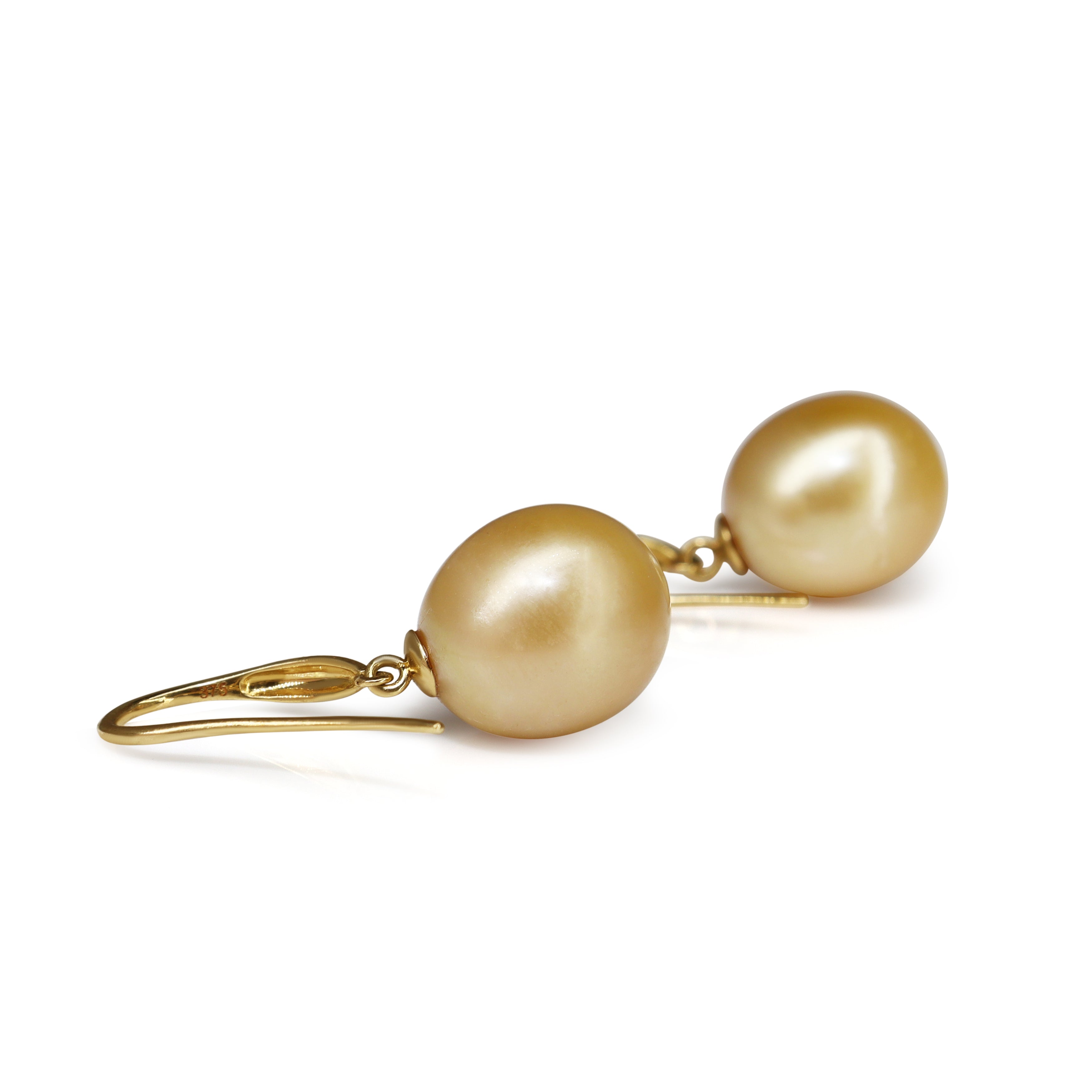9ct Yellow Gold Golden South Sea 12mm Pearl Earrings