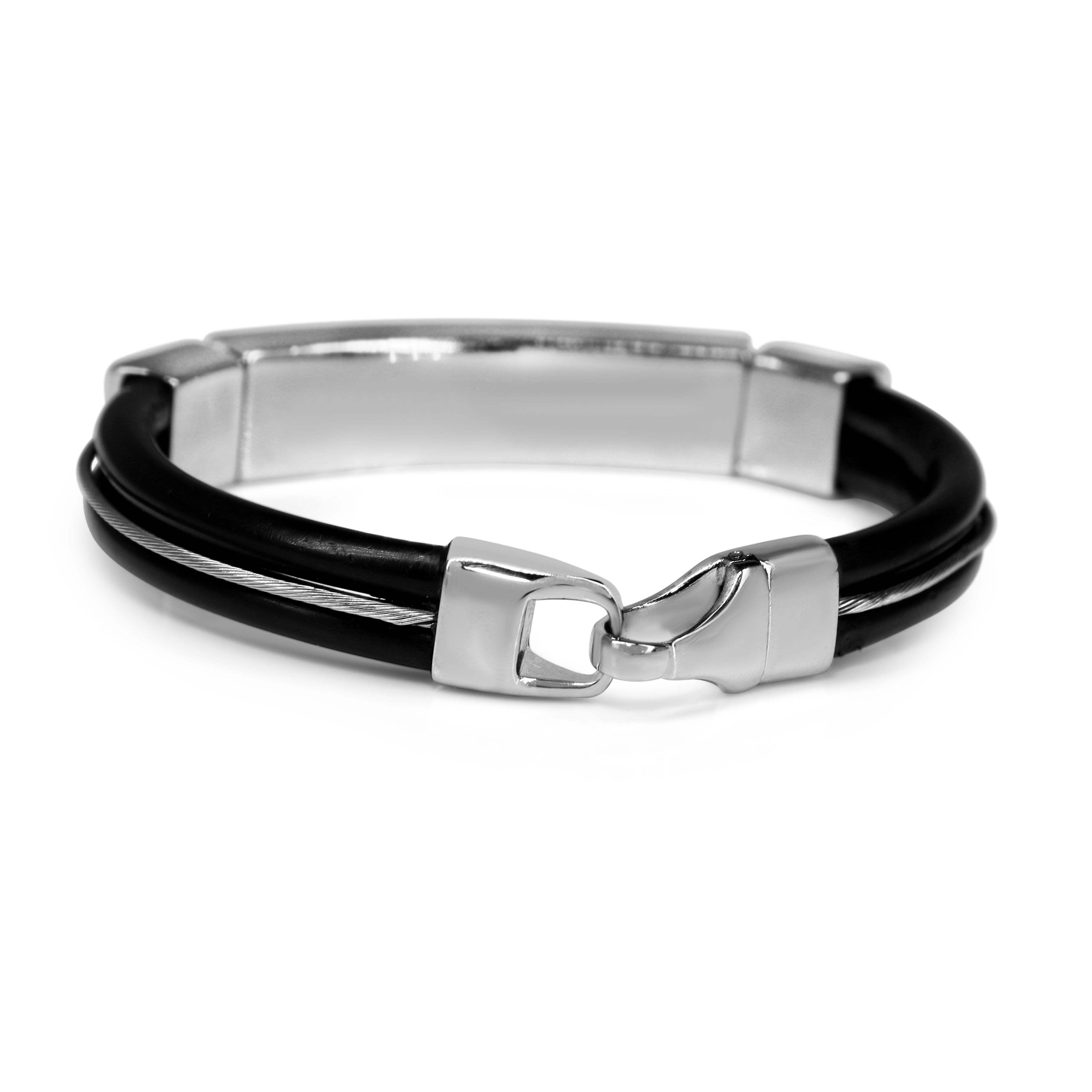 18ct White Gold Pavé Diamond and Neoprene Bracelet
