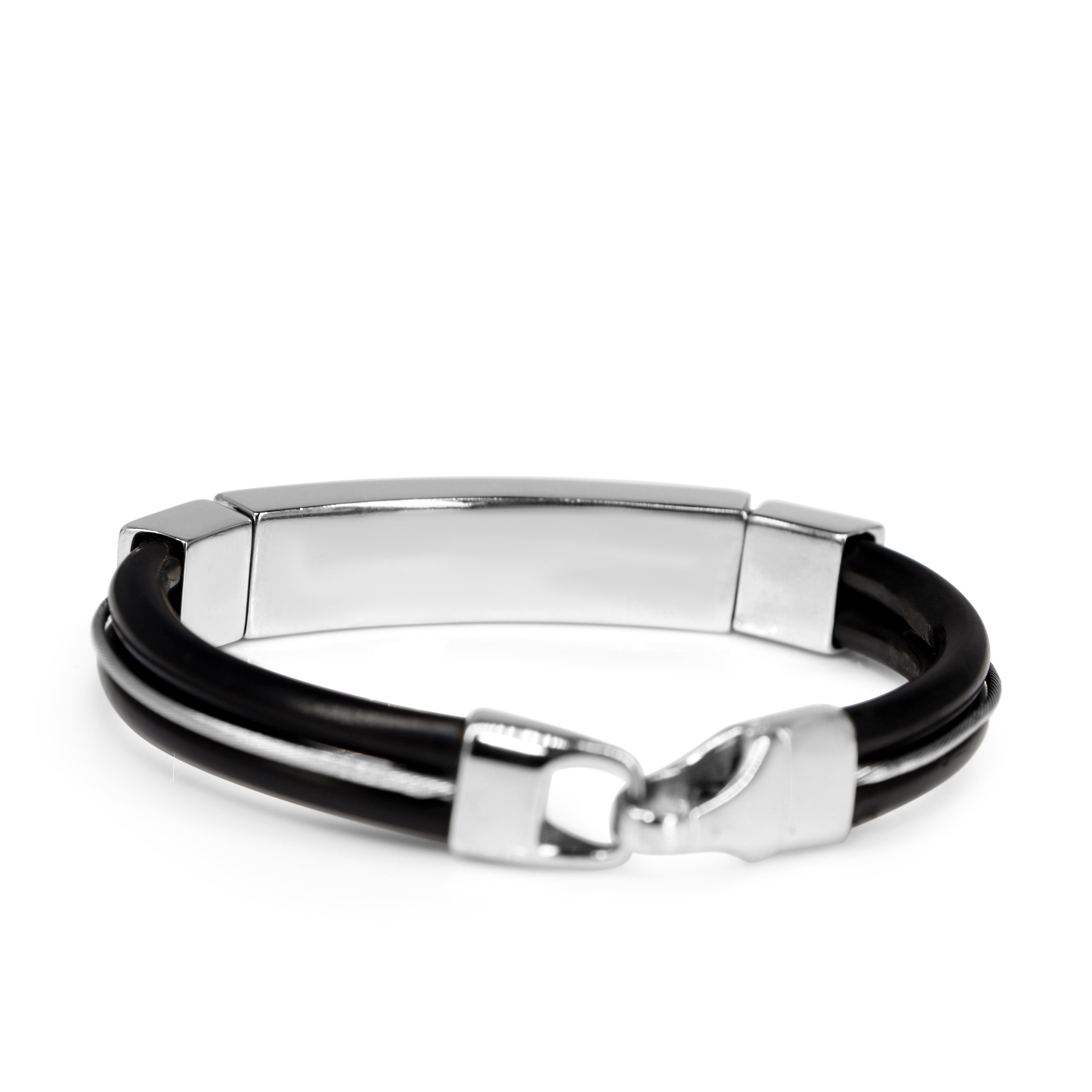 18ct White Gold Pavé Diamond and Neoprene Bracelet