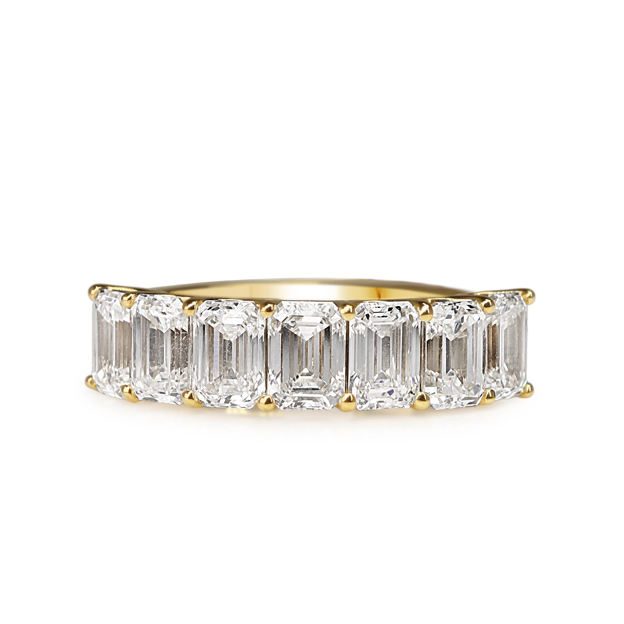 18ct Yellow Gold Emerald Cut Lab Grown Diamond 7 Stone Ring
