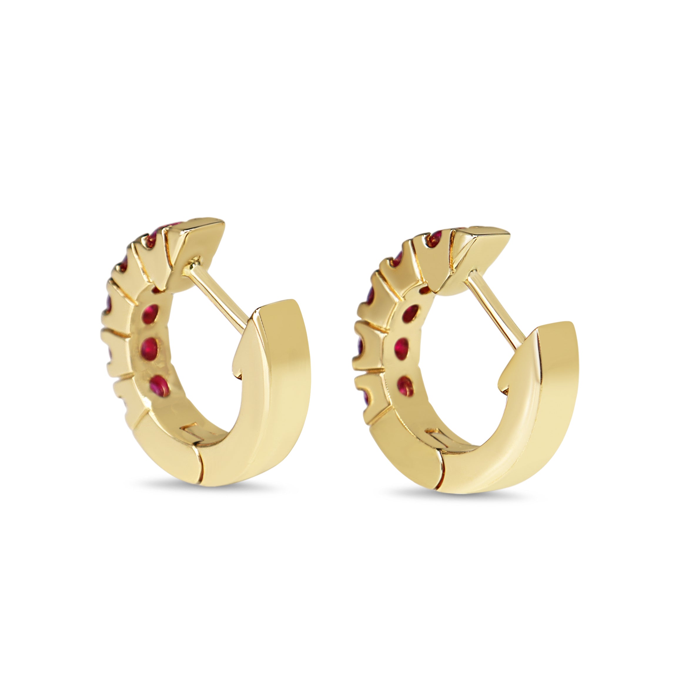 18ct Yellow Gold Ruby Hoop Earrings