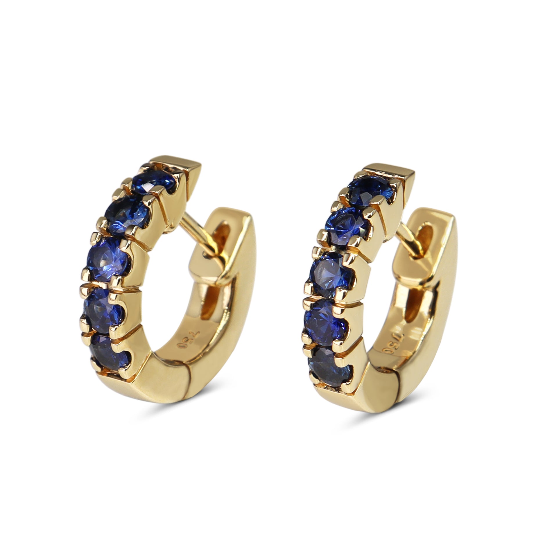 18ct Yellow Gold Sapphire Hoop Earrings