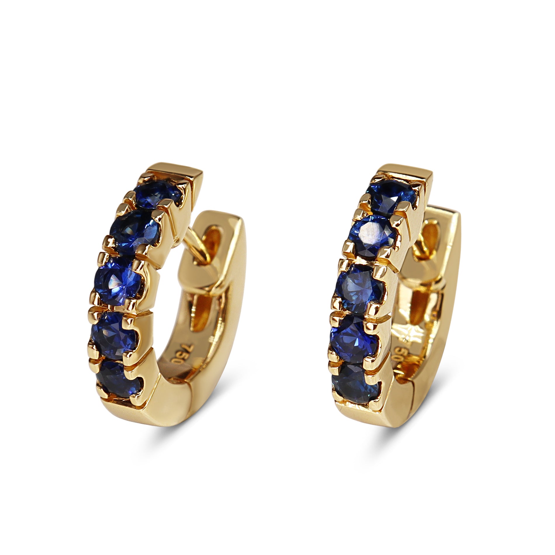 18ct Yellow Gold Sapphire Hoop Earrings