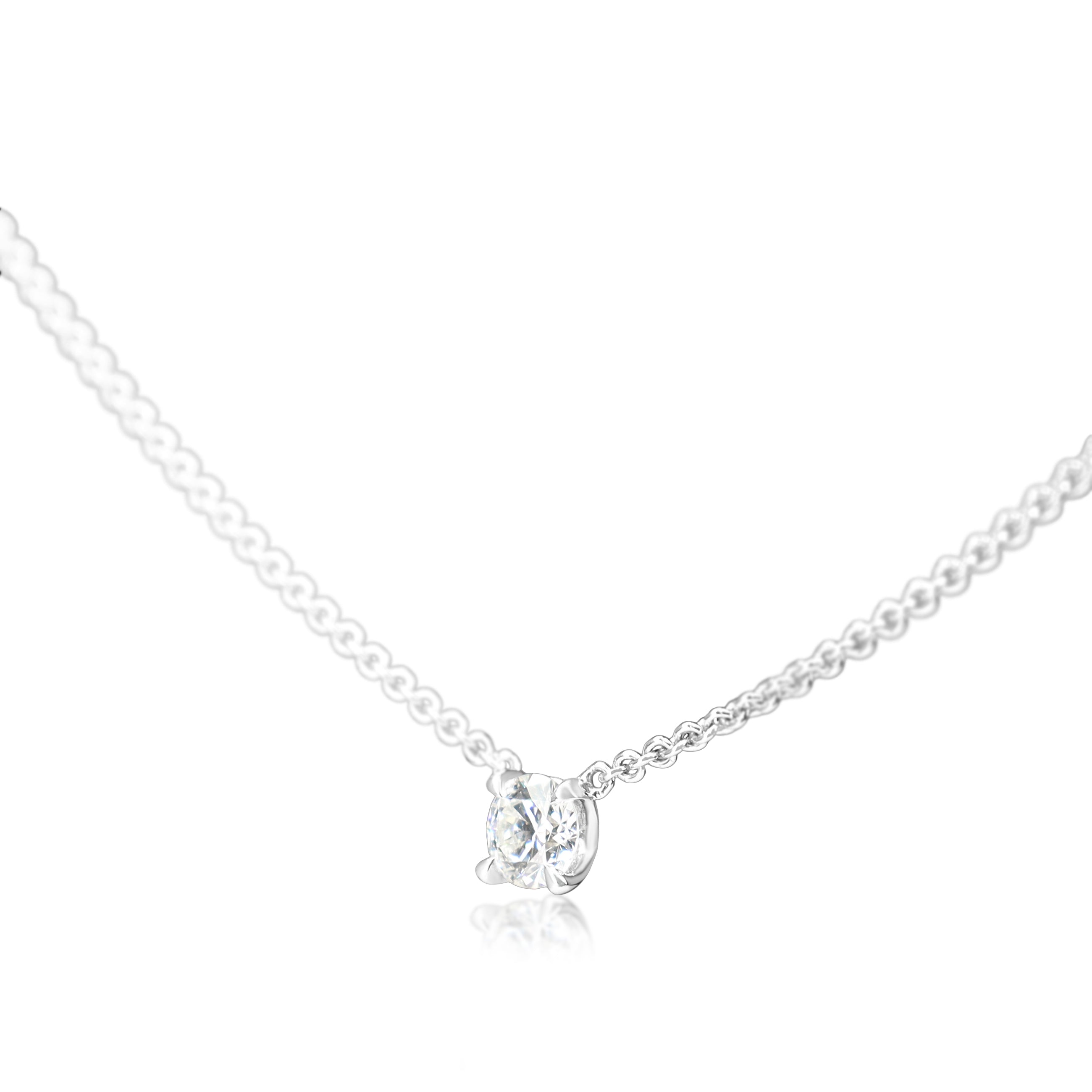 9ct White Gold .20ct Diamond Solitaire Necklace