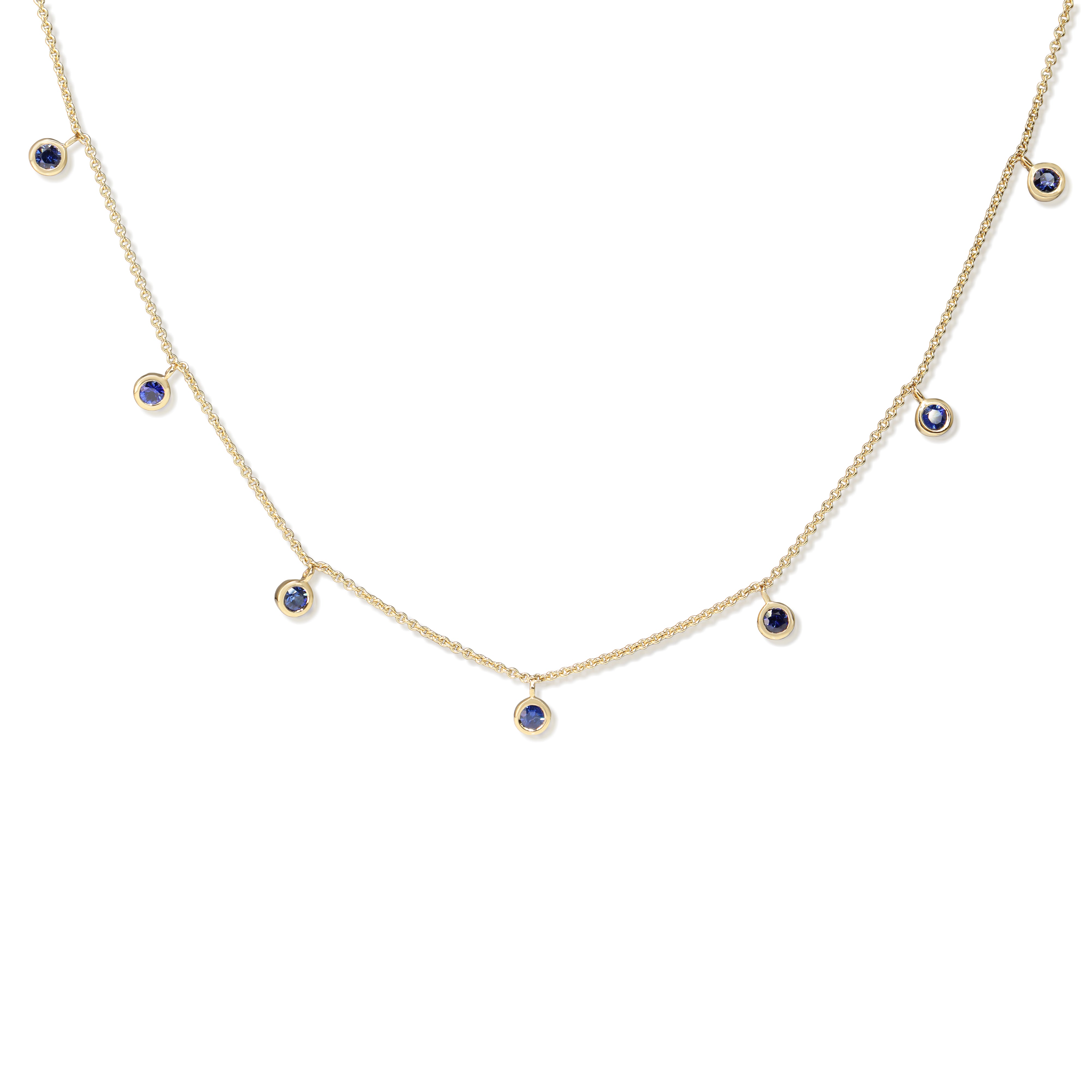 18ct Yellow Gold Sapphire Bezel Necklace