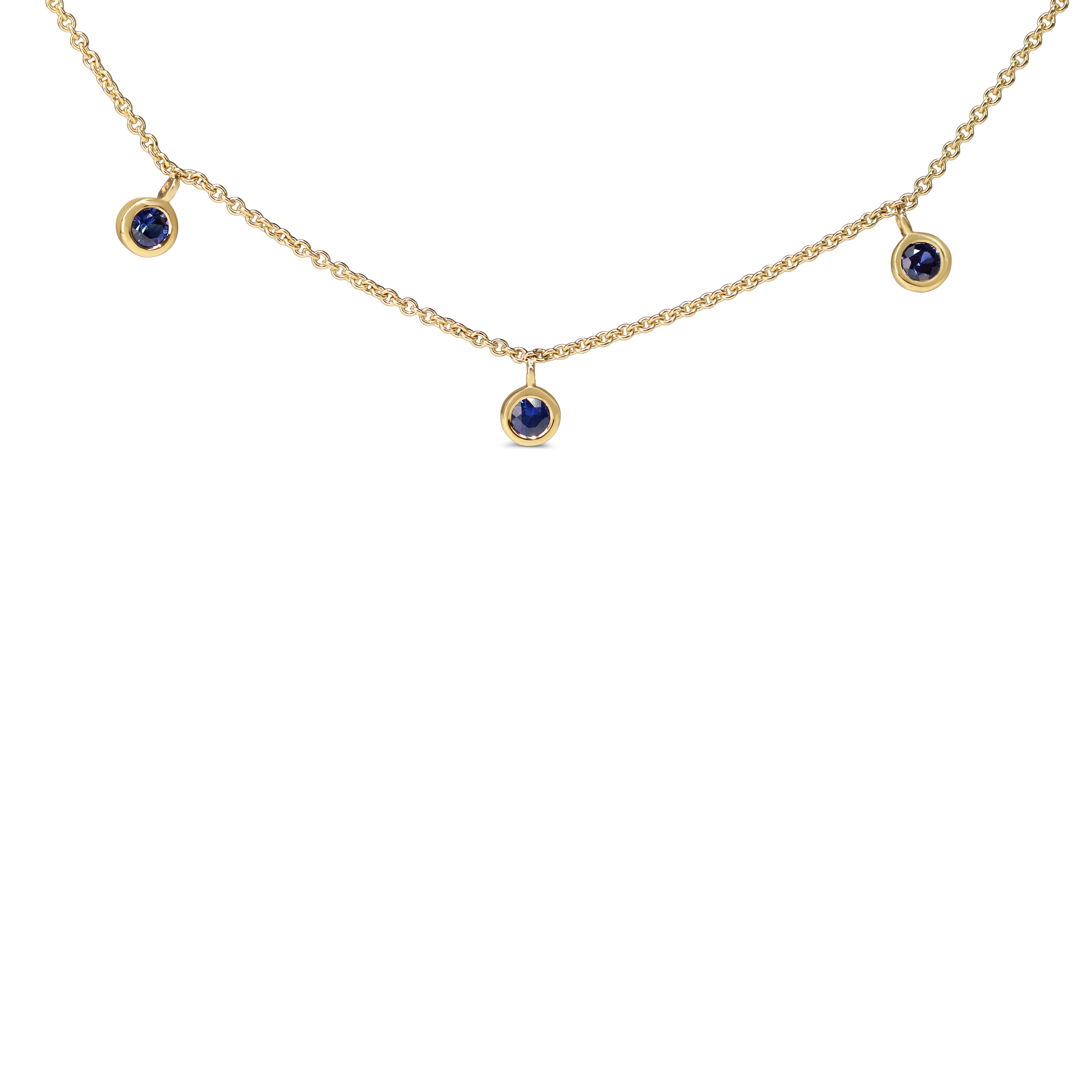 18ct Yellow Gold Sapphire Bezel Necklace