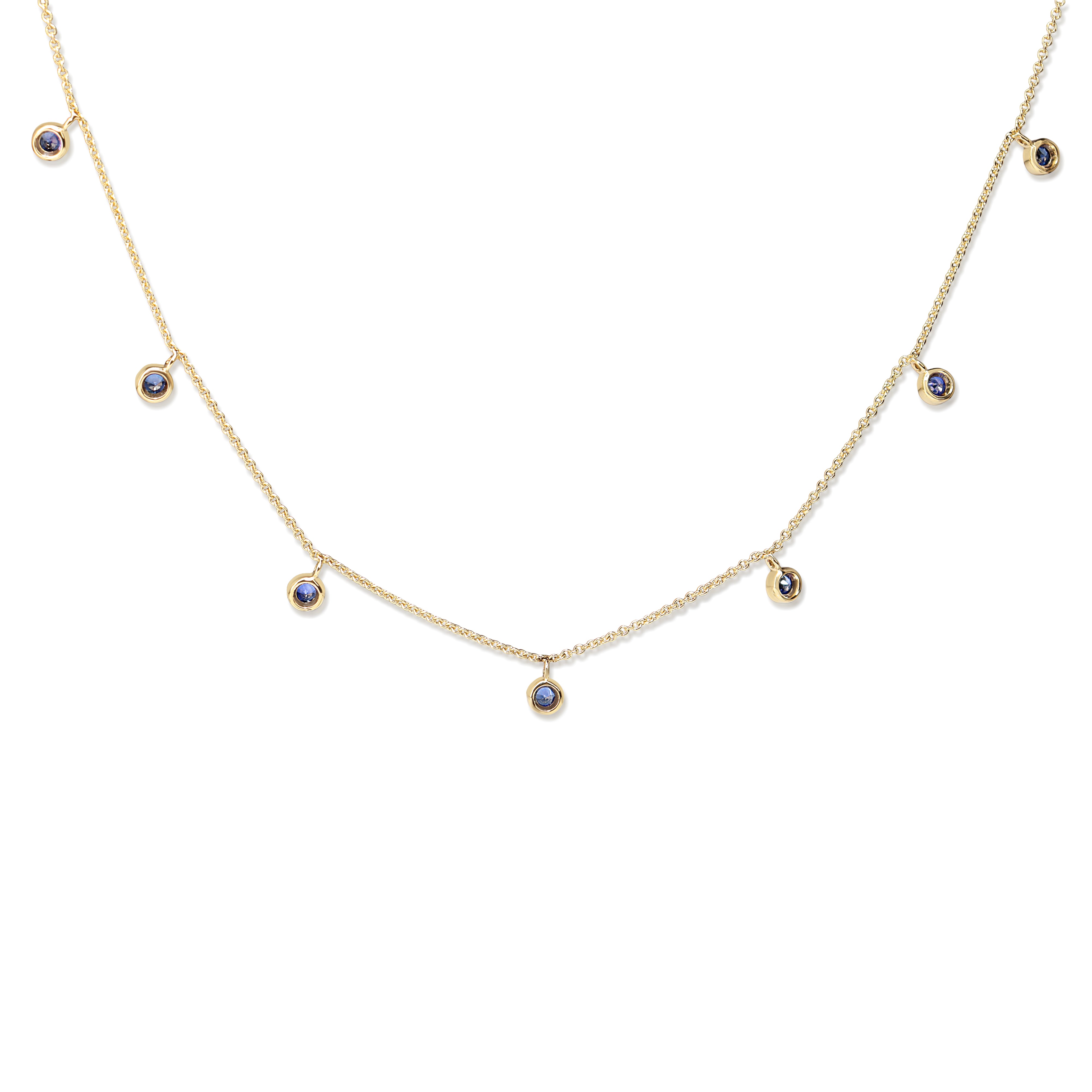 18ct Yellow Gold Sapphire Bezel Necklace