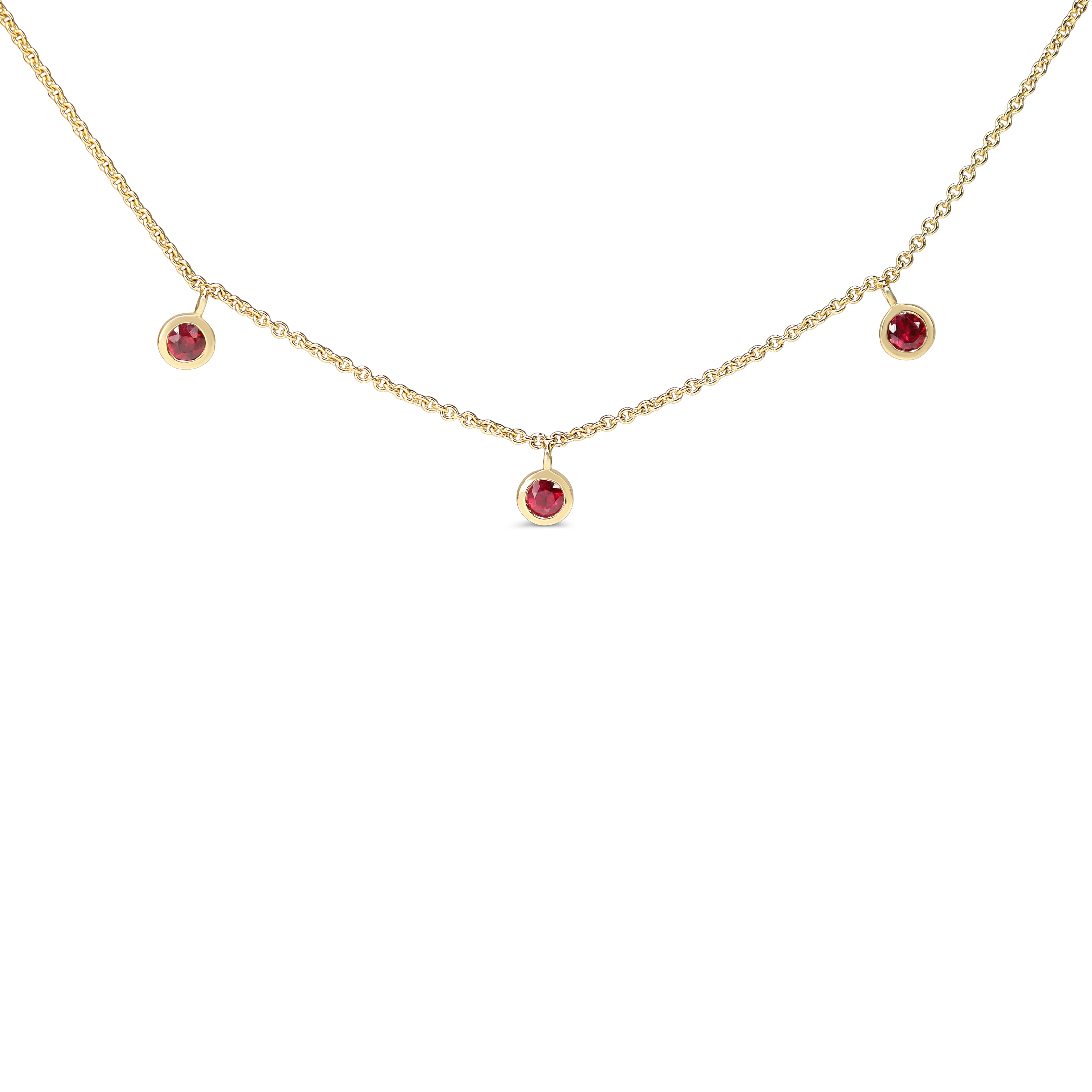 18ct Yellow Gold Ruby Bezel Necklace