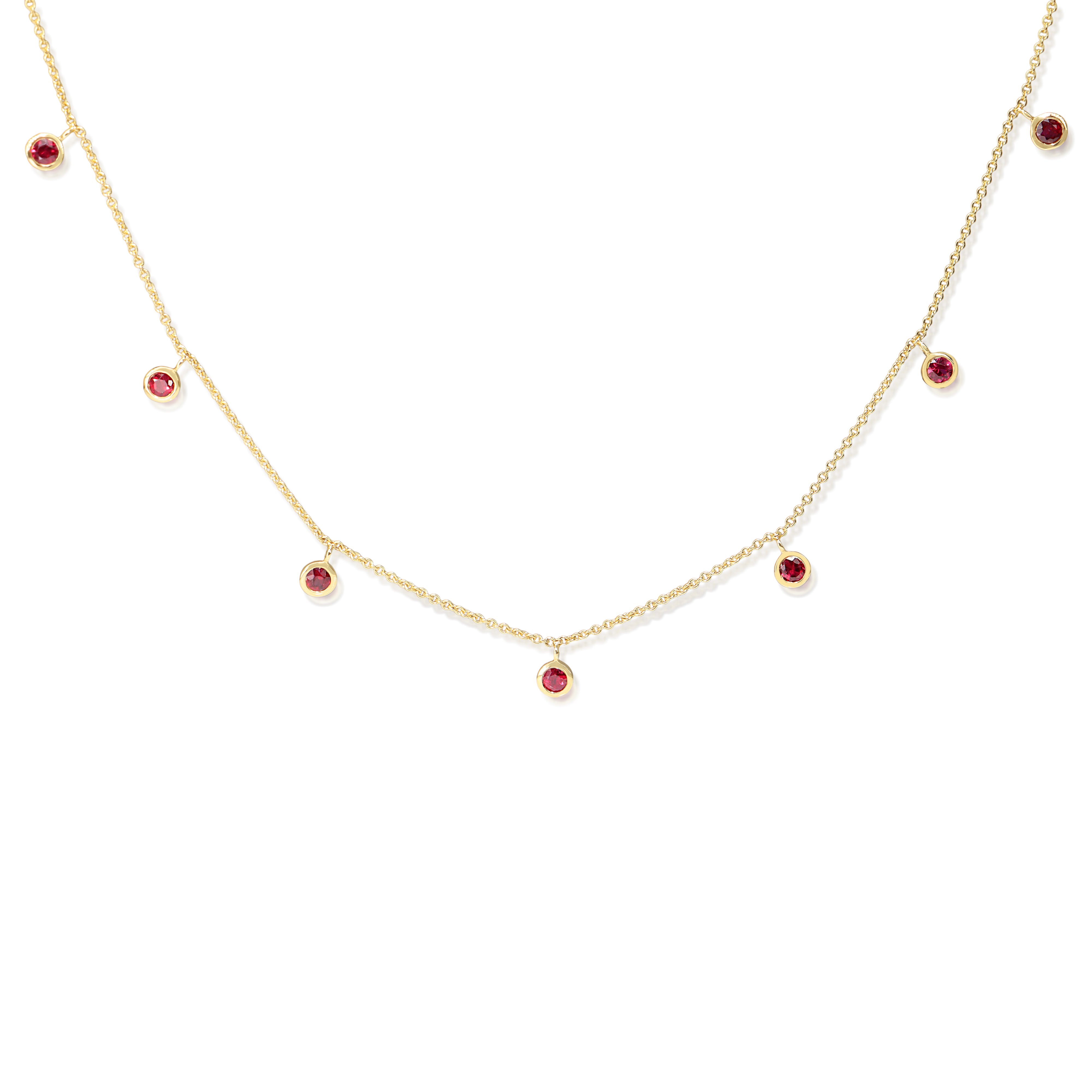 18ct Yellow Gold Ruby Bezel Necklace