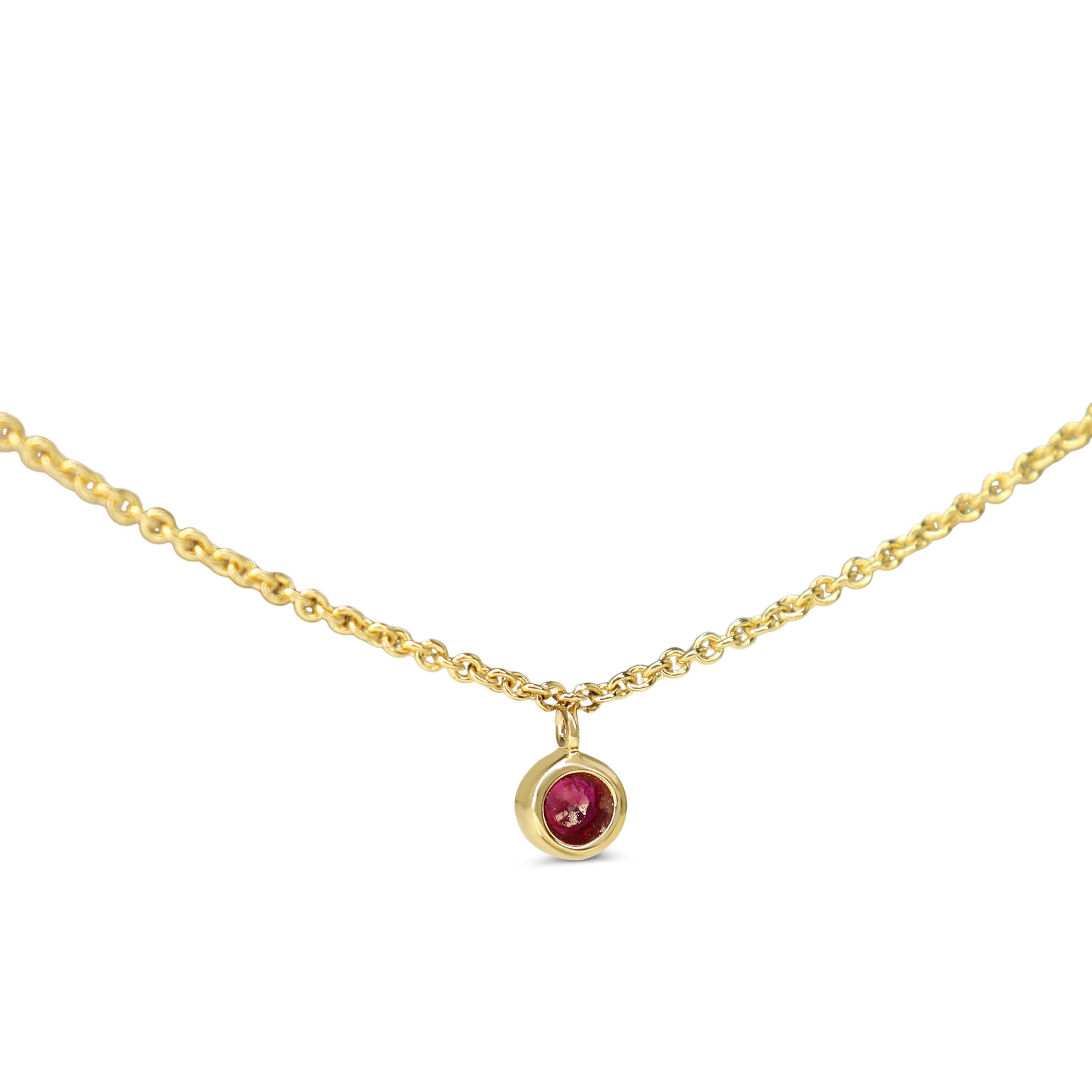 18ct Yellow Gold Ruby Bezel Necklace
