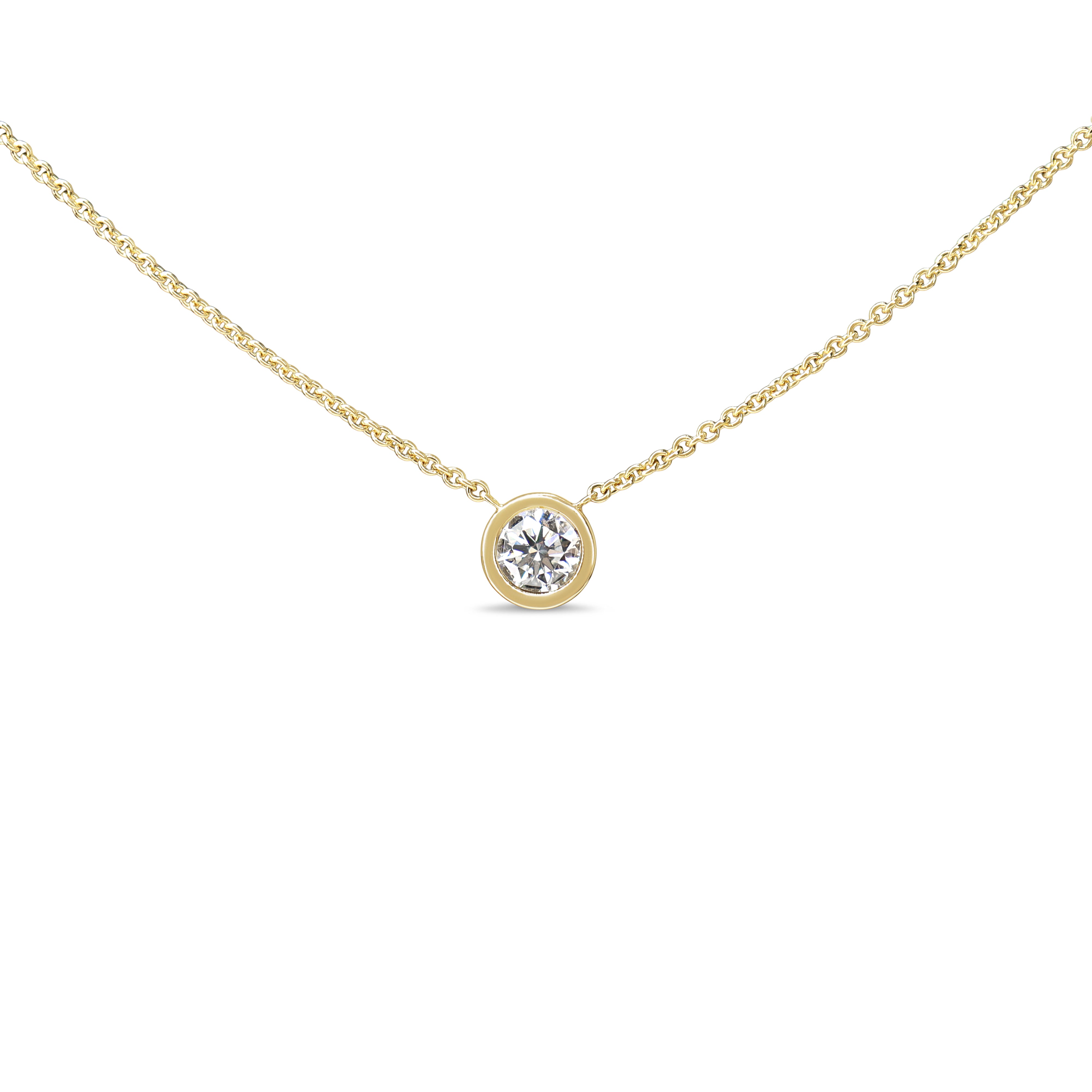 18ct Yellow Gold .40ct Bezel Diamond Solitaire Necklace