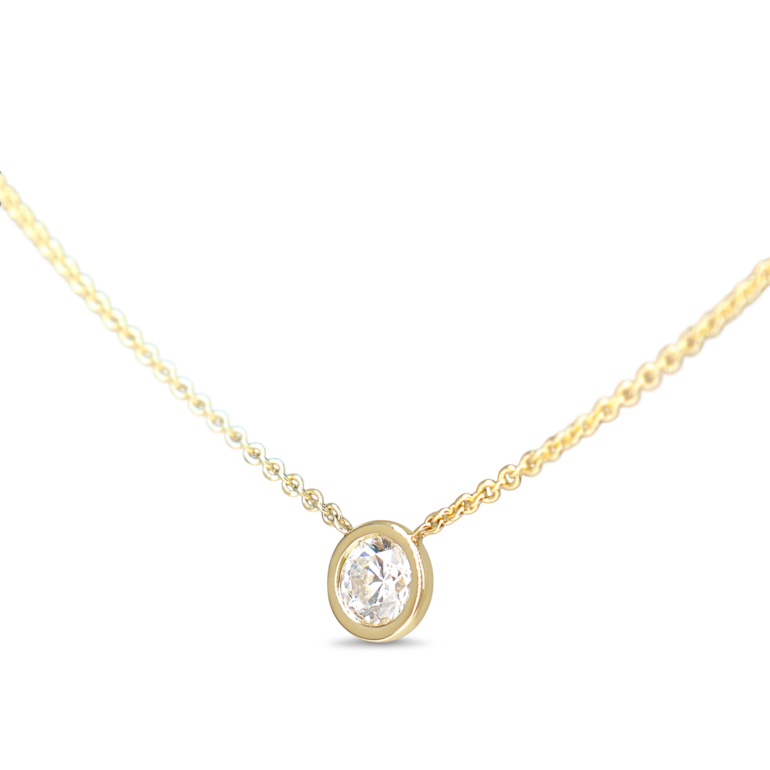18ct Yellow Gold .40ct Bezel Diamond Solitaire Necklace