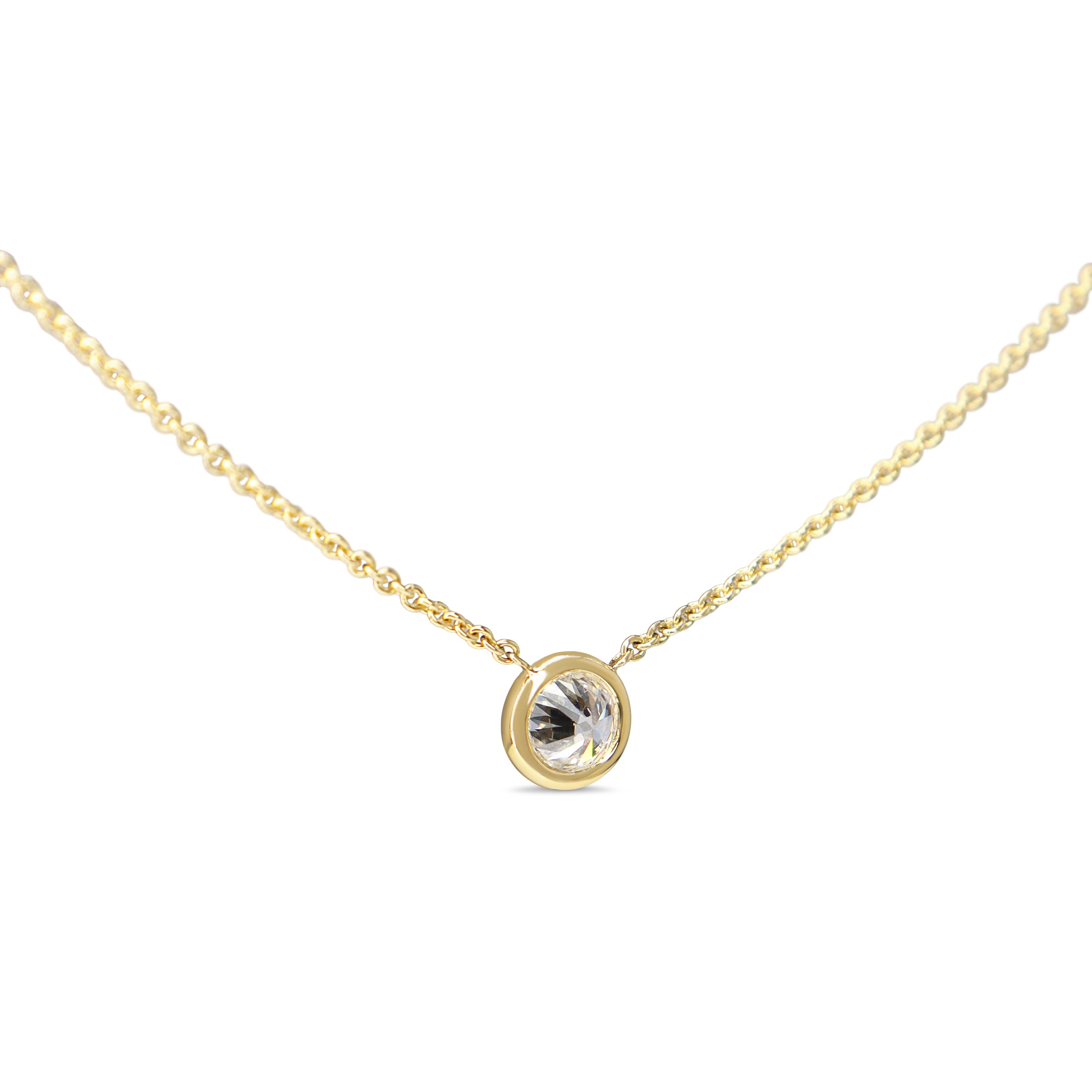 18ct Yellow Gold .40ct Bezel Diamond Solitaire Necklace