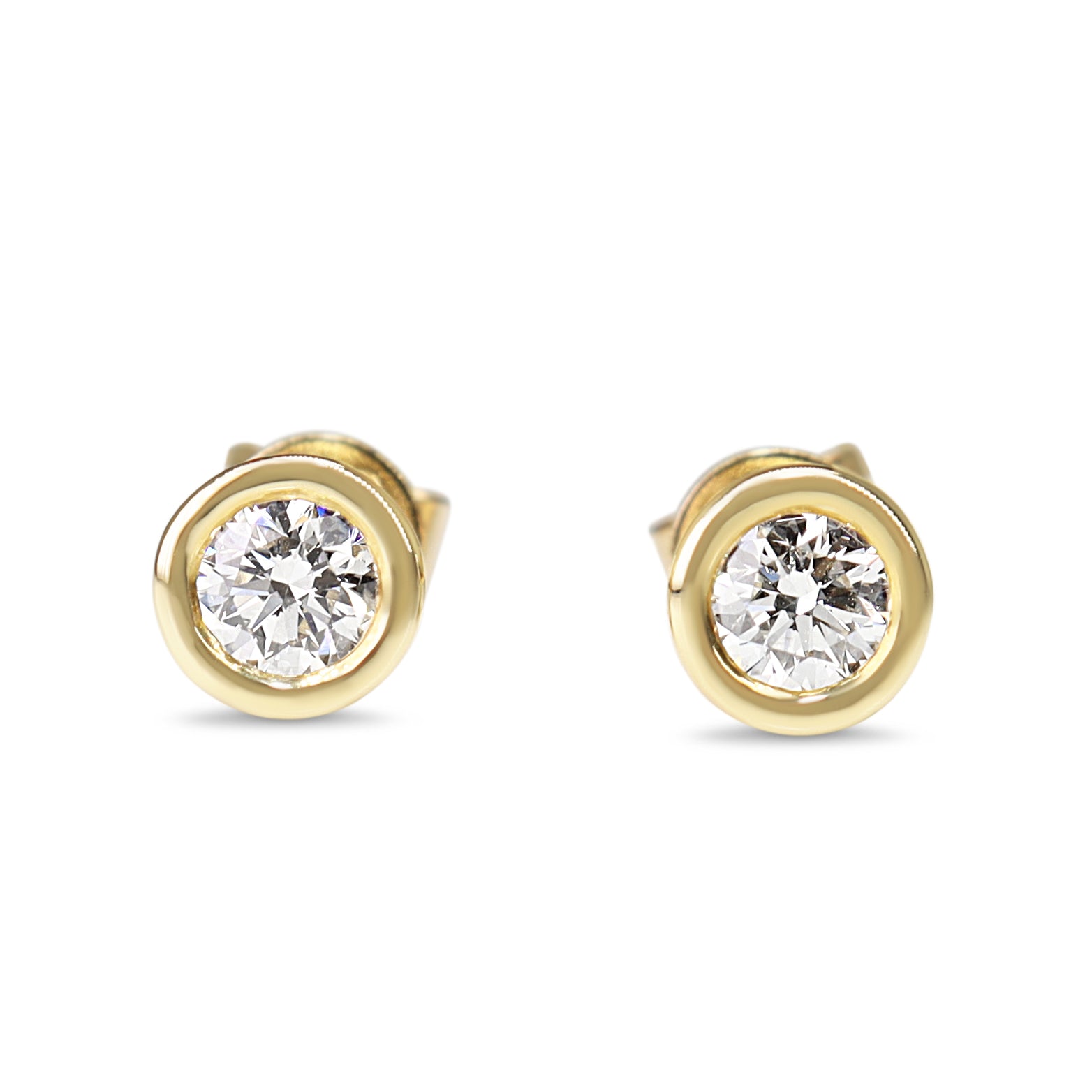 9ct Yellow Gold .40ct Bezel Diamond Stud Earrings