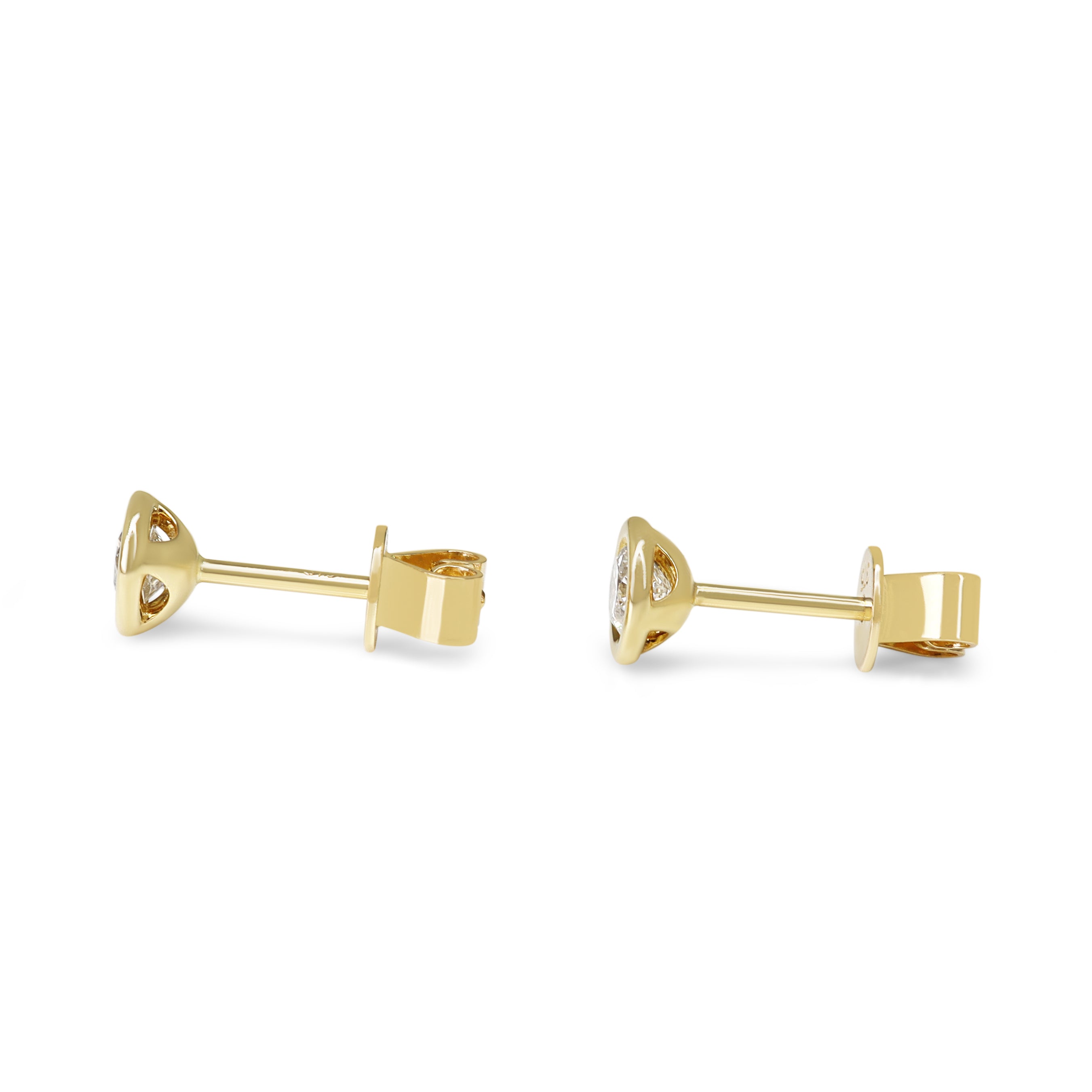 9ct Yellow Gold .40ct Bezel Diamond Stud Earrings