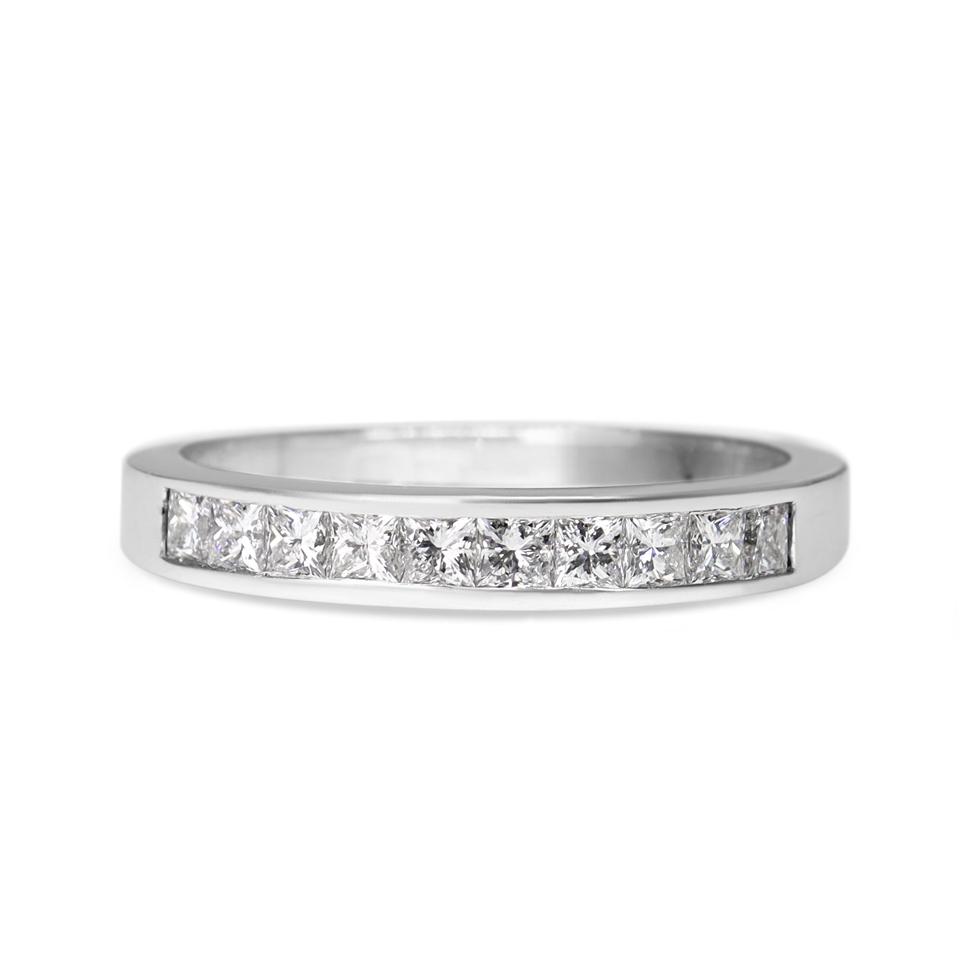 18ct White Gold Princess Cut Diamond Band Ring