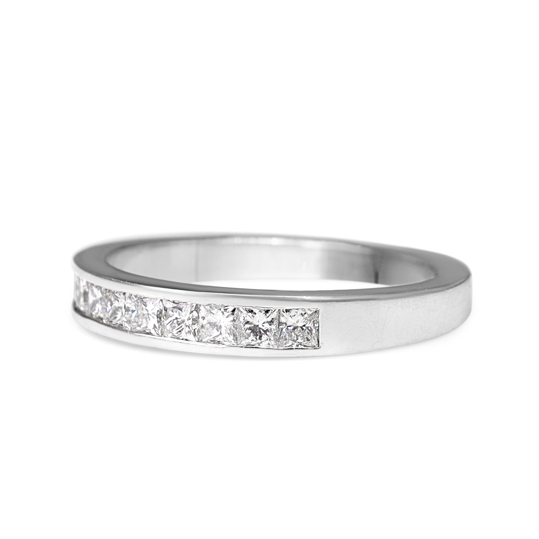 18ct White Gold Princess Cut Diamond Band Ring