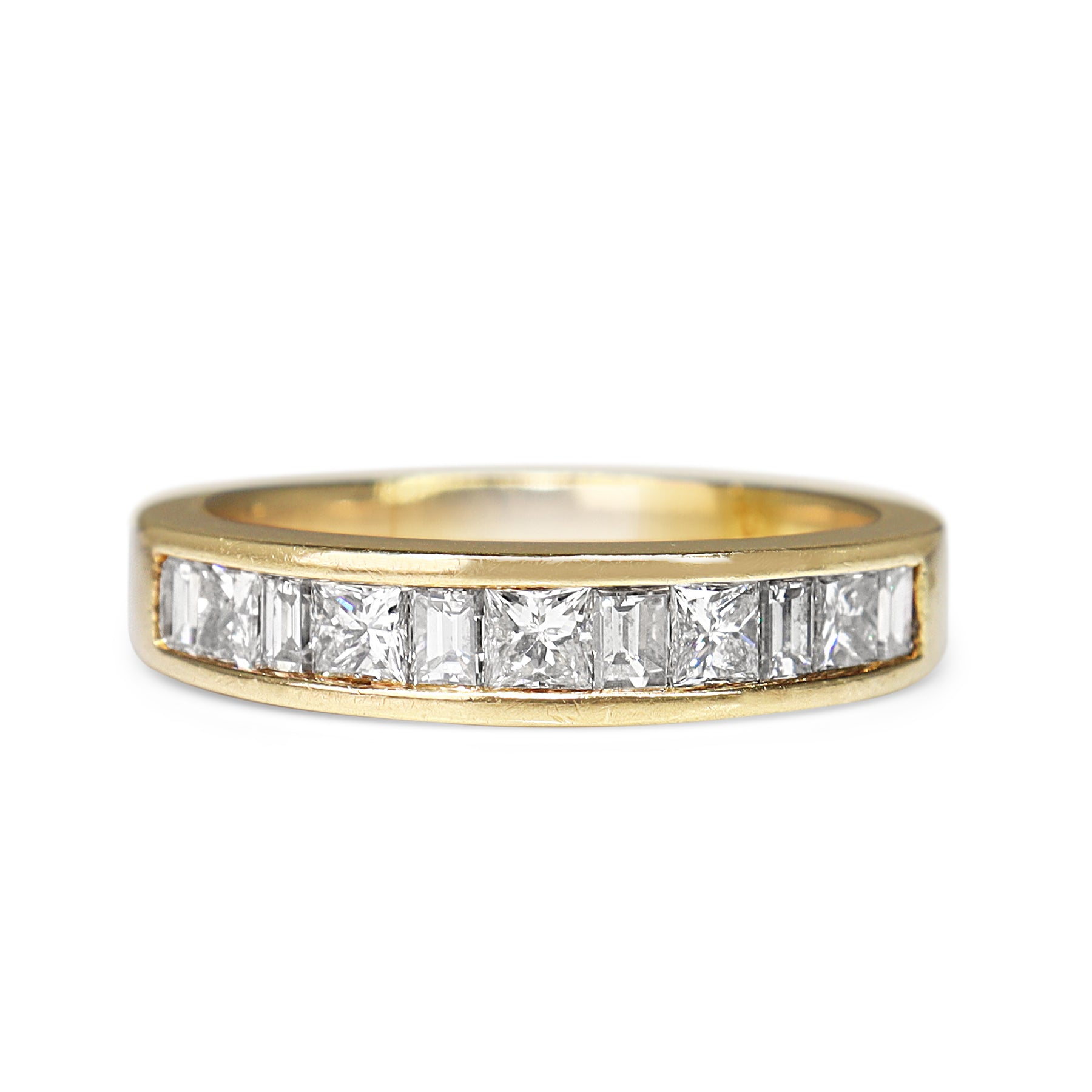 18ct Yellow Gold Baguette and Princess Cut Diamond Band Ring