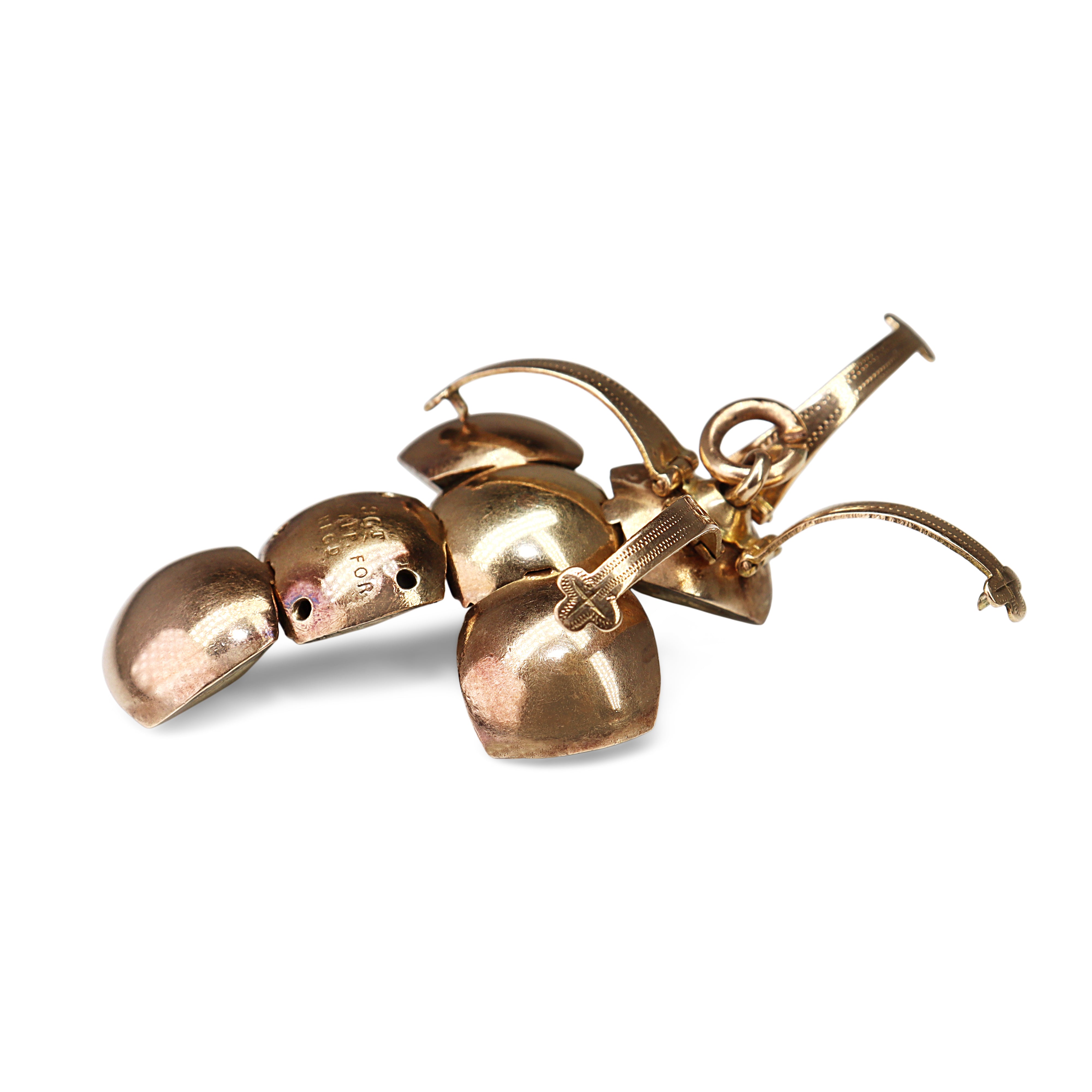 9ct Rose Gold and Silver Antique Masonic Ball Pendant / Charm