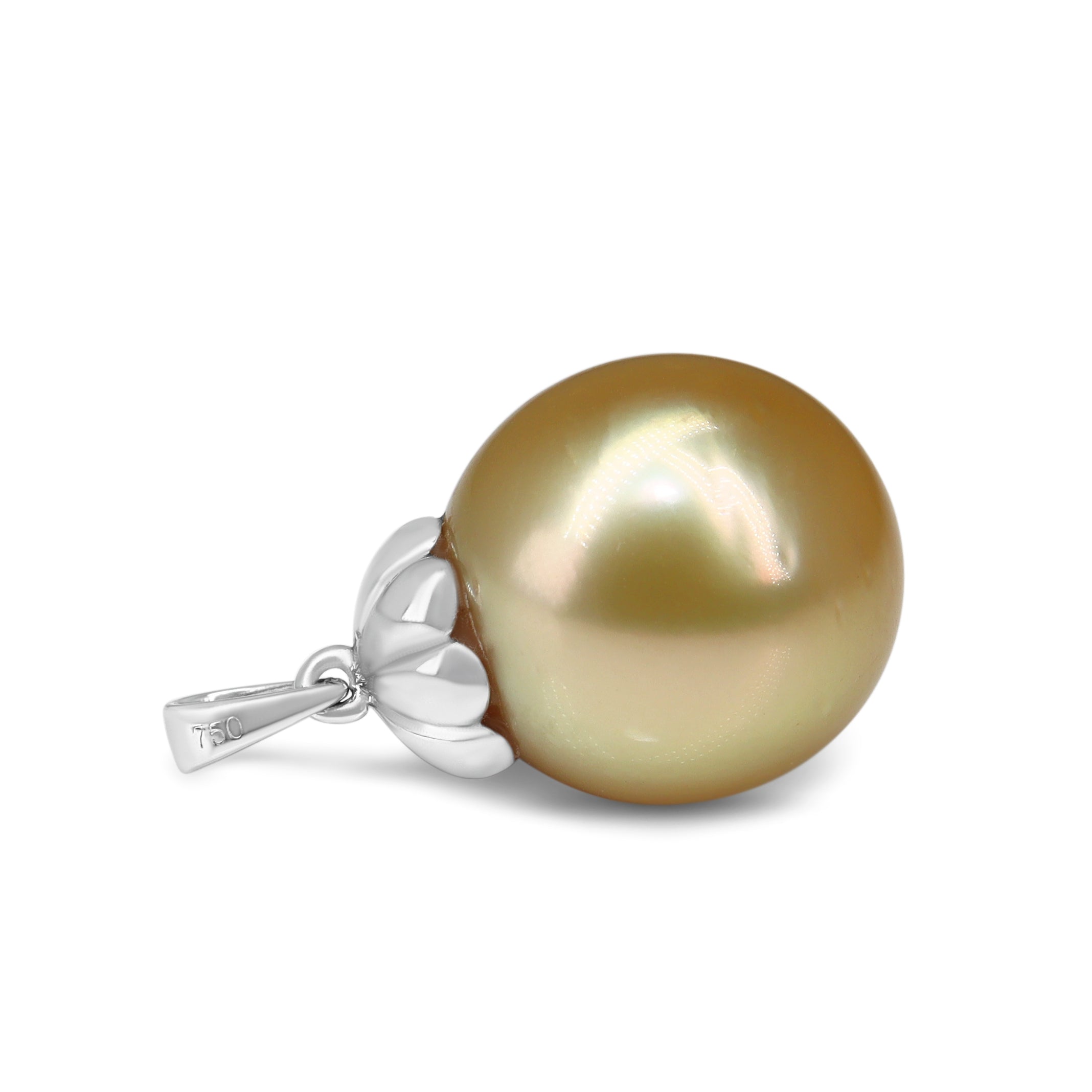 18ct White Gold Golden South Sea 13.3 mm Pearl Pendant