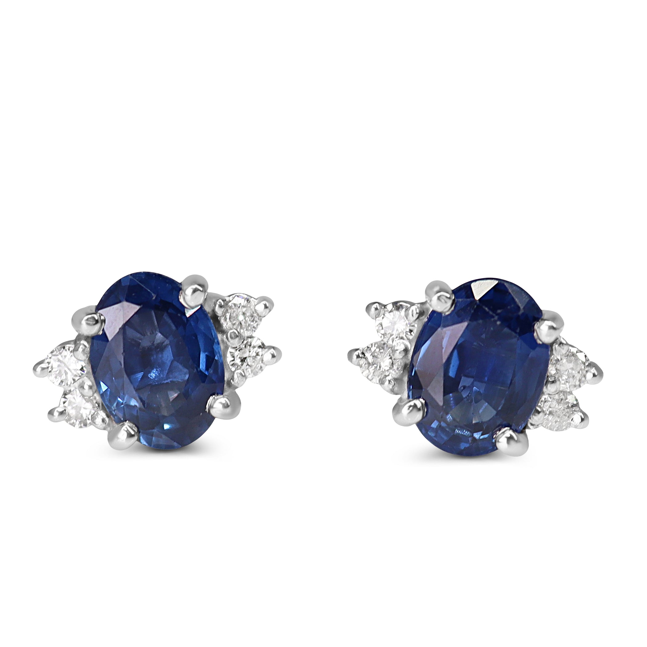 Platinum Sapphire and Diamond Stud Earrings
