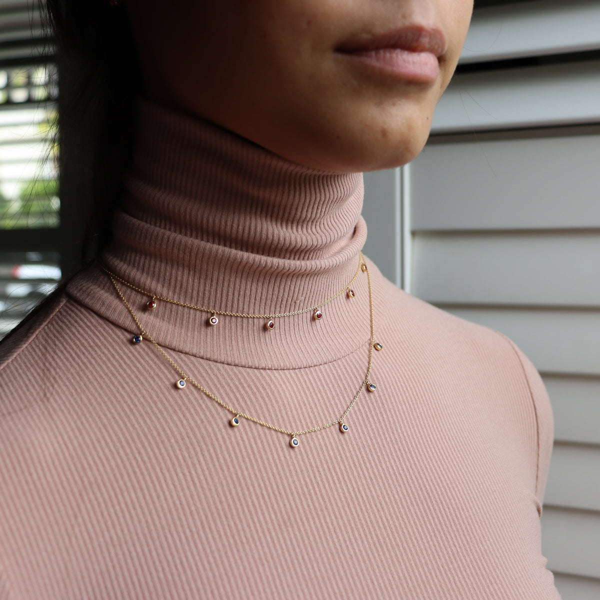 18ct Yellow Gold Ruby Bezel Necklace