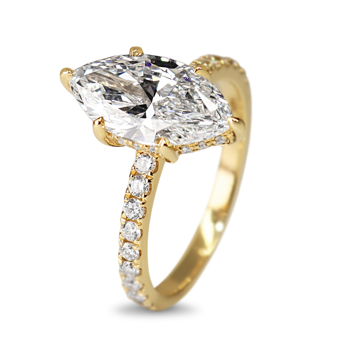 14ct Yellow Gold 2.50ct Lab Grown Marquise Diamond Ring