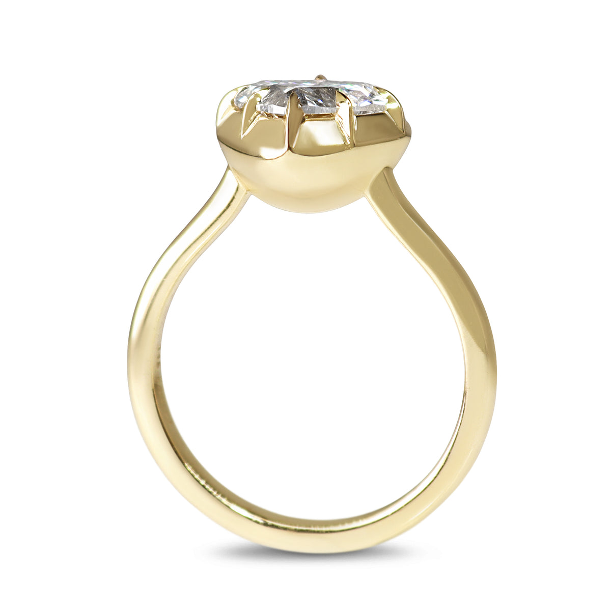 14ct Yellow Gold Georgian Style 2.00ct Lab Grown Heart Diamond Ring