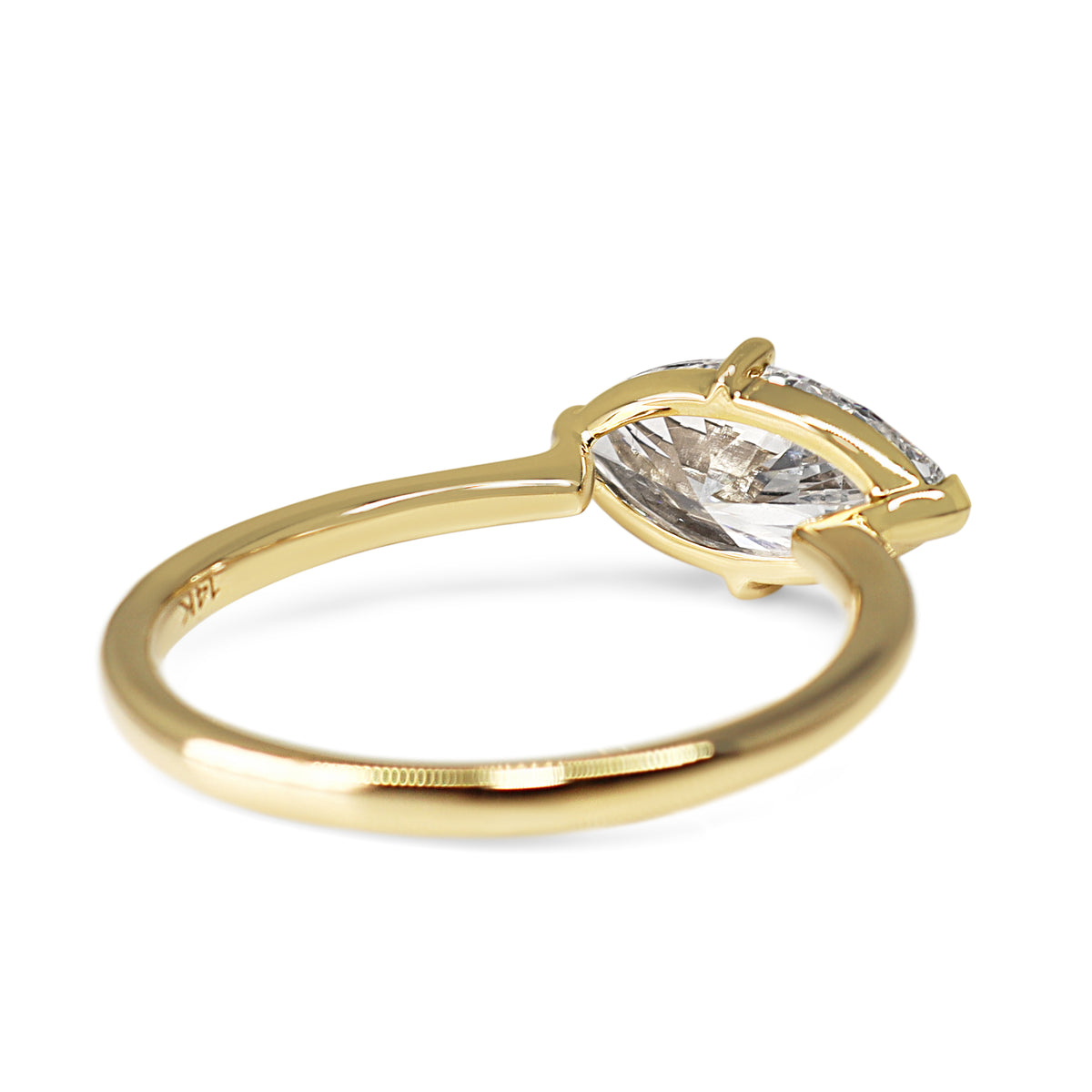 14ct Yellow Gold East West 1.51ct Lab Grown Marquise Diamond Ring