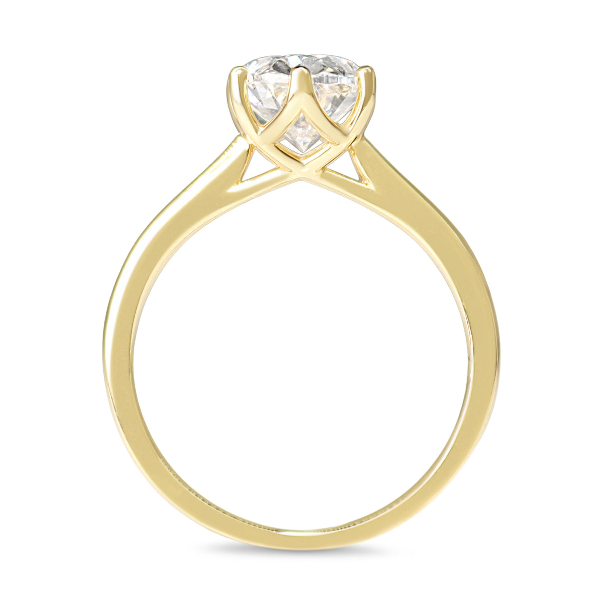 14ct Yellow Gold 2.50ct Lab Grown Oval Diamond 6 Claw Solitaire Ring