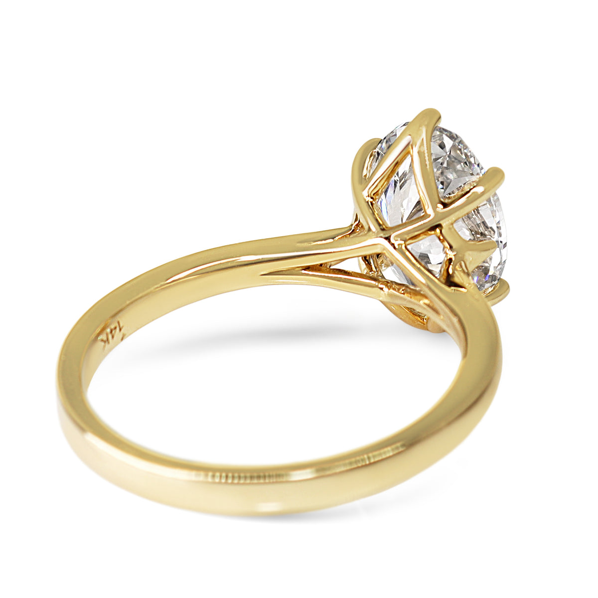 14ct Yellow Gold 2.50ct Lab Grown Oval Diamond 6 Claw Solitaire Ring