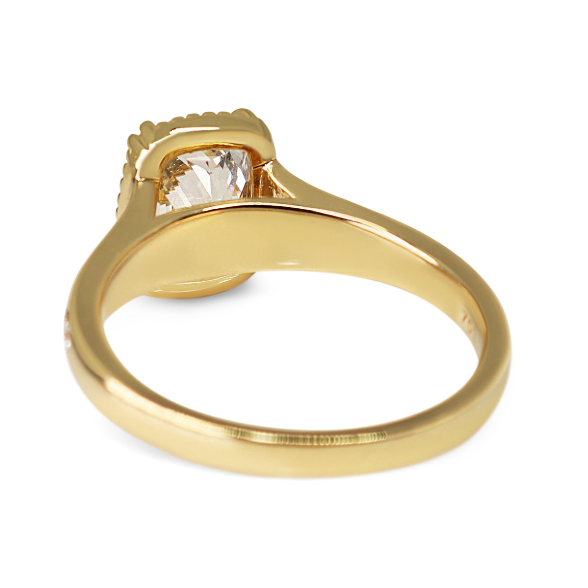 18ct Yellow Gold Lab Grown 2.01ct Cushion and Millgrain Diamond Ring