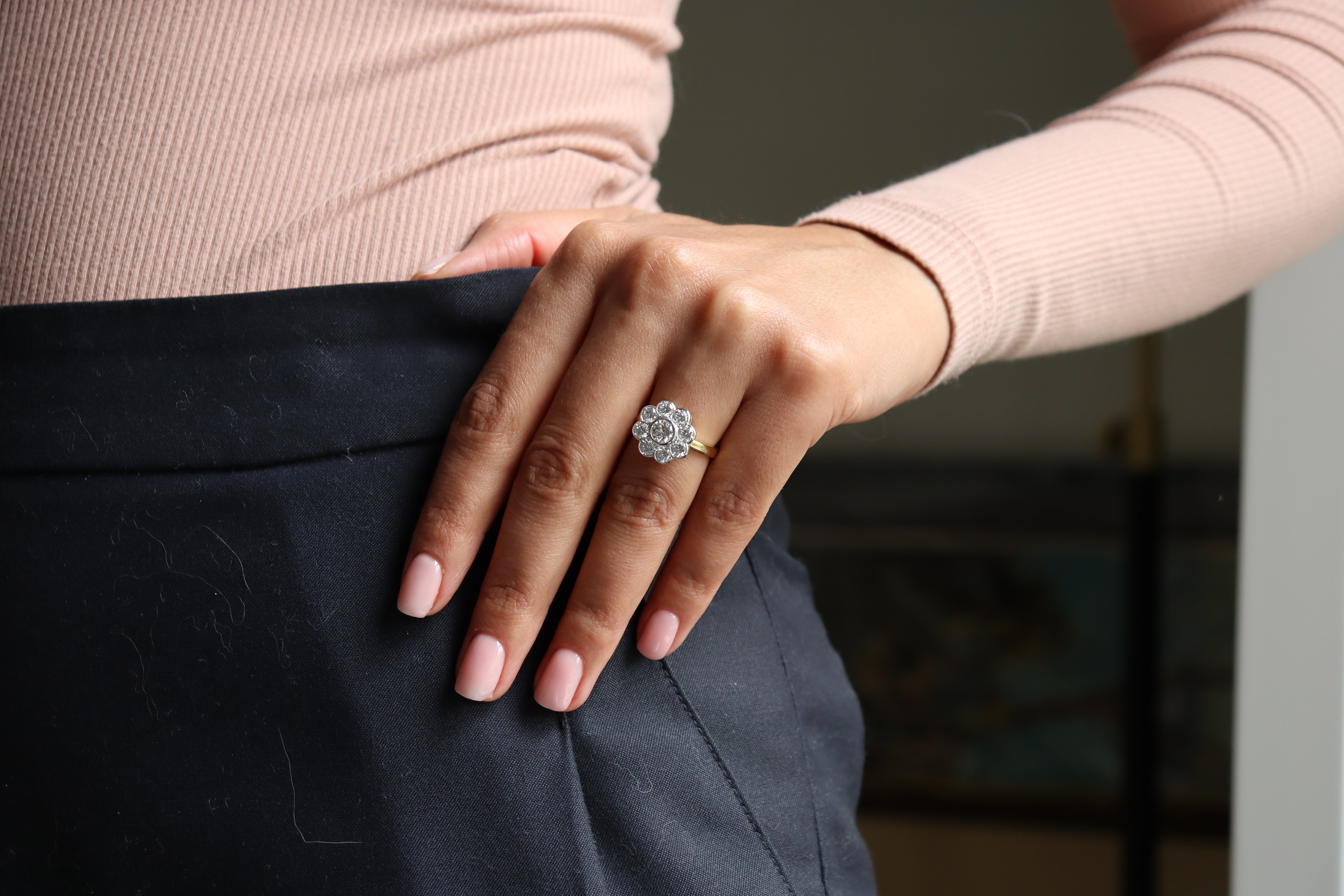 18ct Yellow and White Gold Lab Grown Diamond Daisy Ring