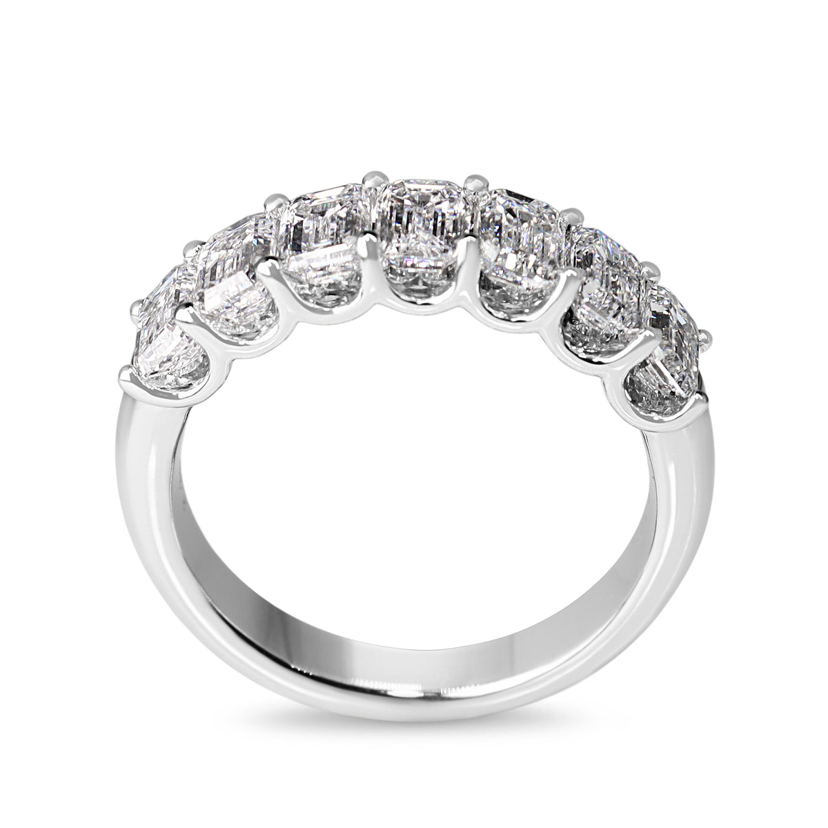18ct White Gold Lab Grown 2.40ct Emerald Cut 7 Stone Diamond Band Ring