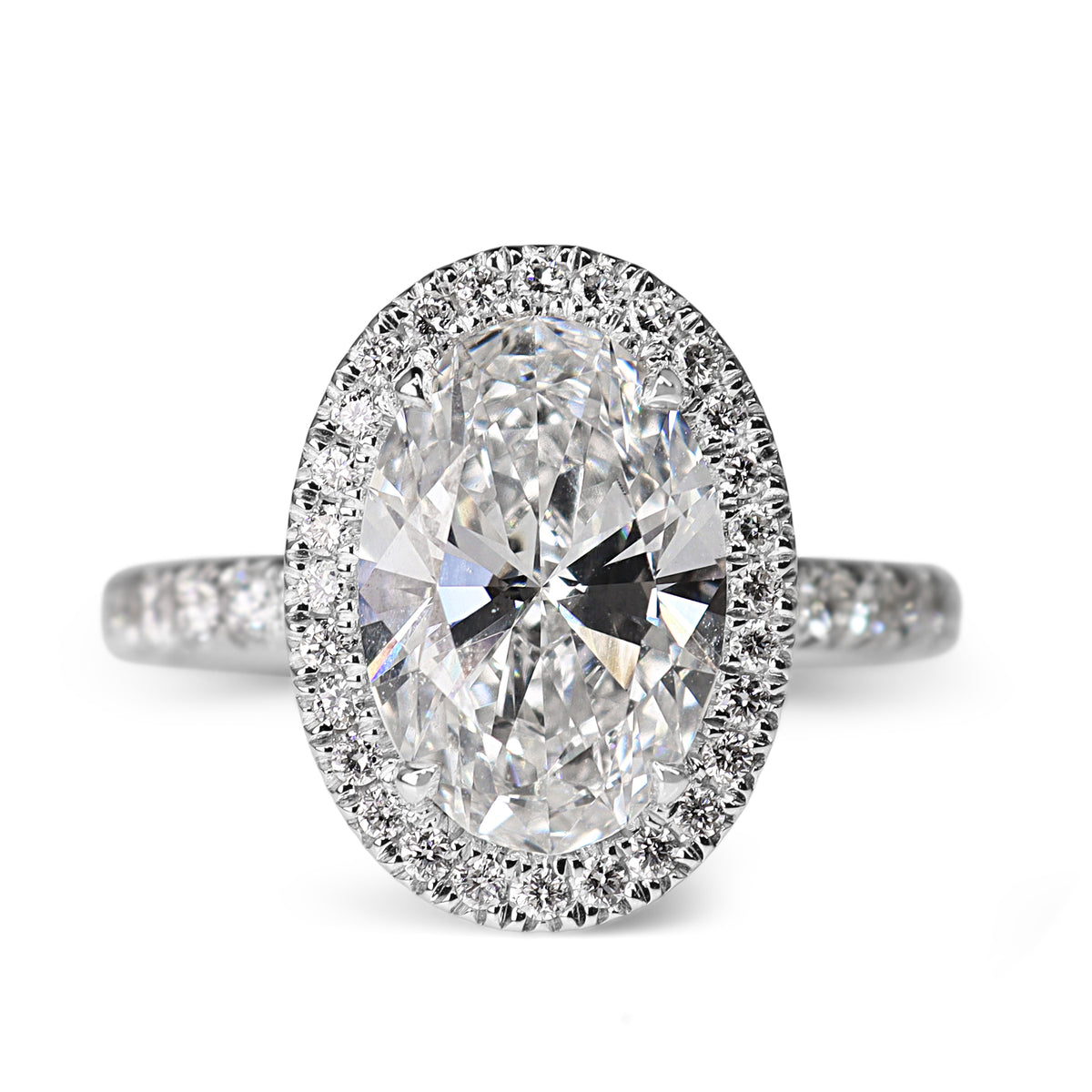14ct White Gold 3.00ct Lab Grown Oval Diamond Halo Ring