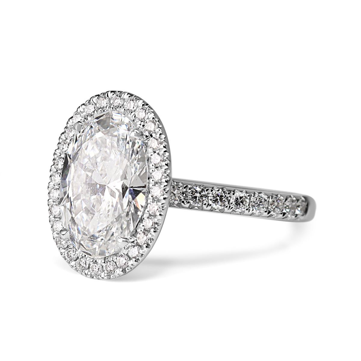 14ct White Gold 3.00ct Lab Grown Oval Diamond Halo Ring